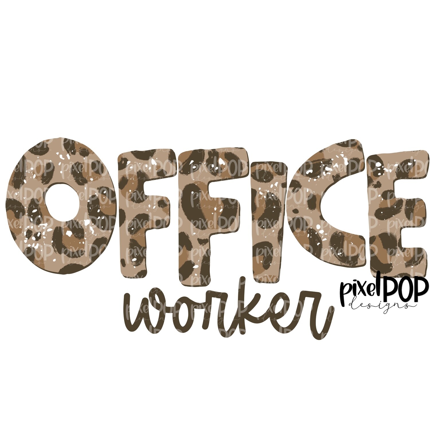Textured Leopard Office Worker PNG | Office Worker | Office Worker | Hand Painted | Digital Download
