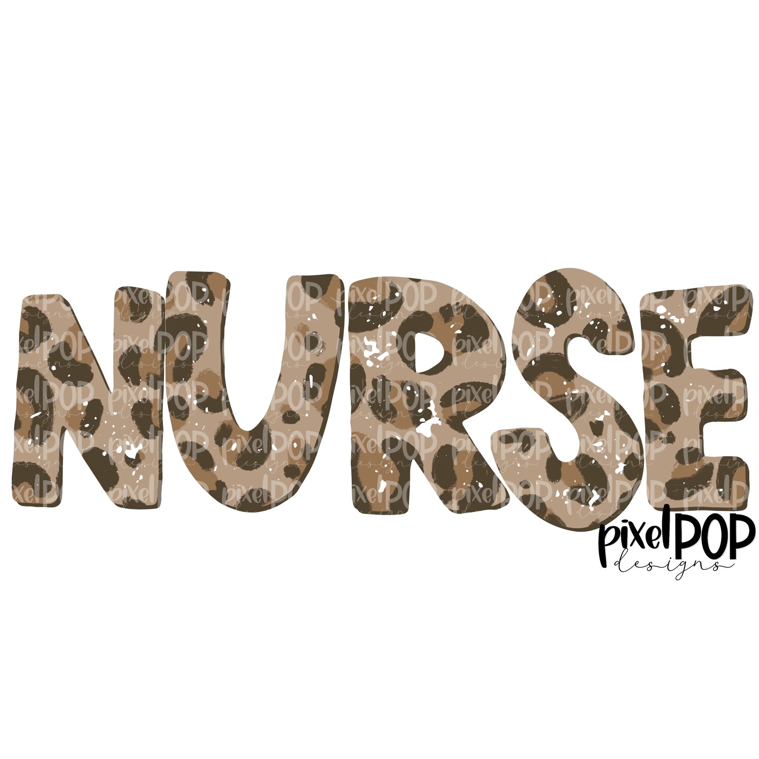 Textured Leopard Nurse RN PNG | Nurse | Nurse Design | Hand Painted | Digital Download
