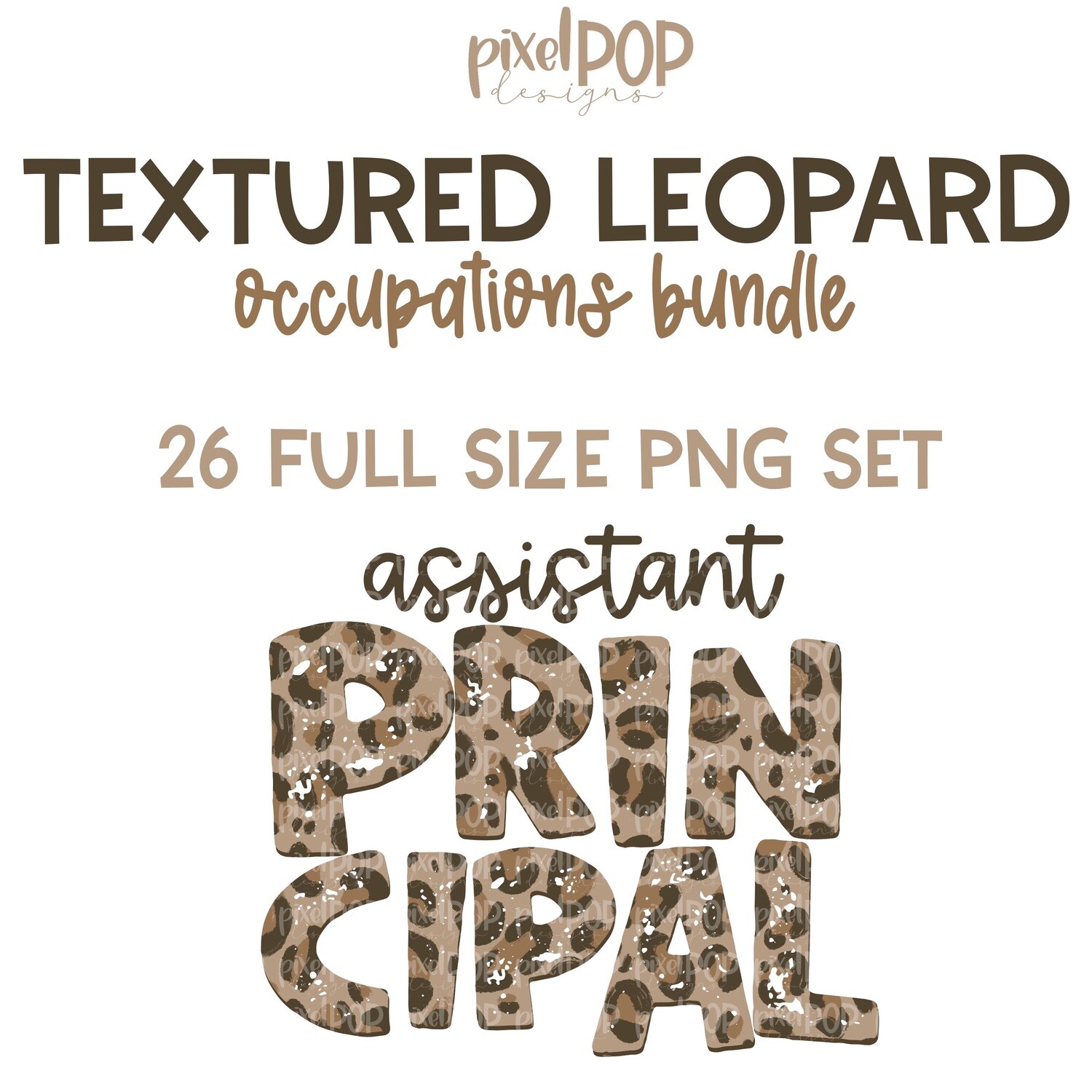 Textured Leopard Print Occupations Bundle - 26 Designs