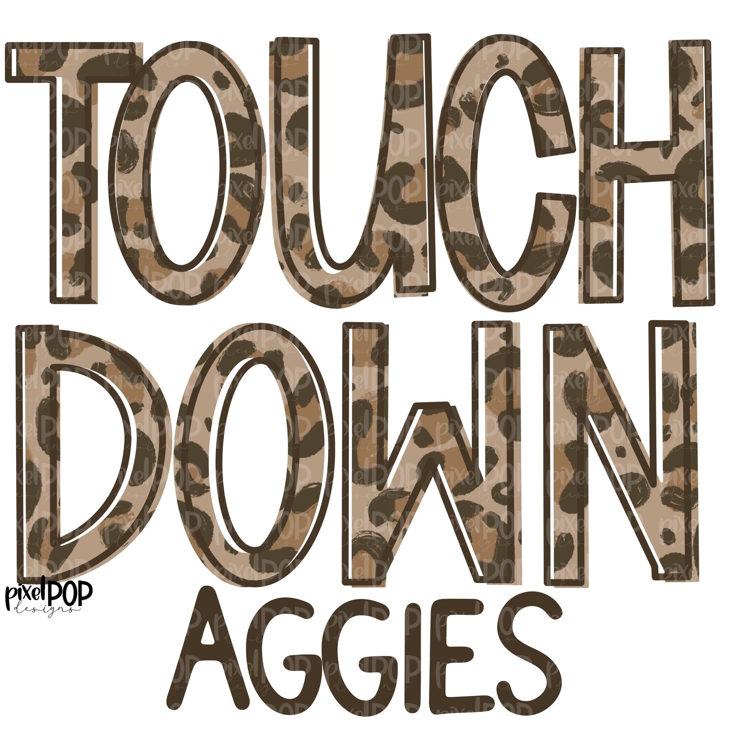 Aggies Touchdown Leopard Print Mascot PNG | Aggies Sublimation Design | Team Spirit Design | Cats Clip Art | Digital Download | Printable Artwork | Sports Art