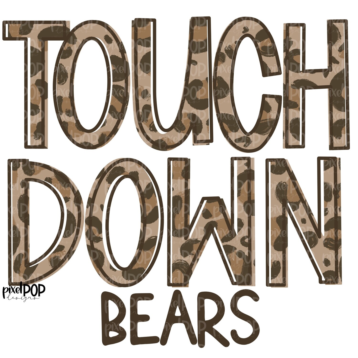 Bears Touchdown Leopard Print Mascot PNG | Bears Sublimation Design | Team Spirit Design | Cats Clip Art | Digital Download | Printable Artwork | Sports Art