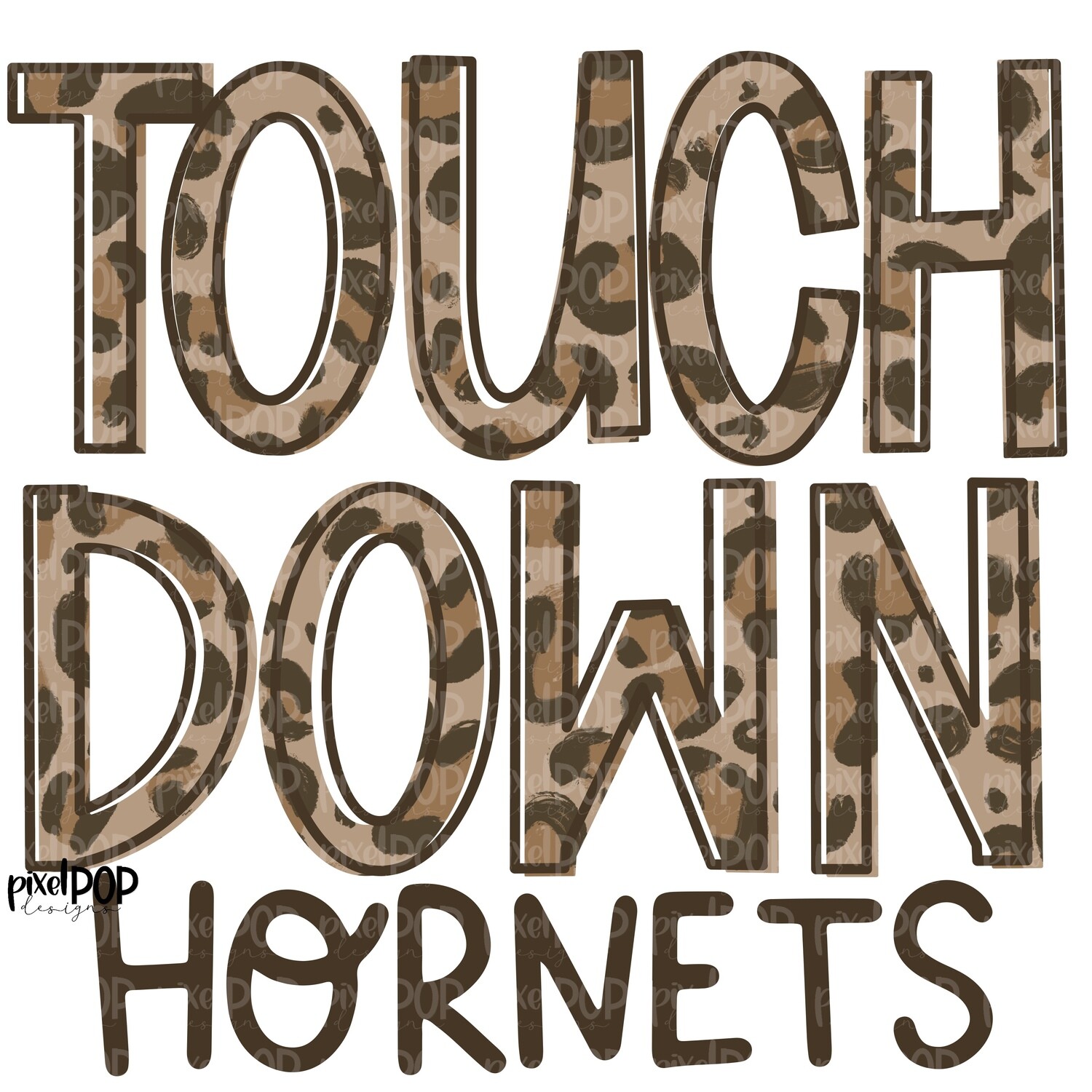 Hornets Touchdown Leopard Print Mascot PNG | Hornets Sublimation Design | Team Spirit Design | Hornets Clip Art | Digital Download | Printable Artwork | Sports Art