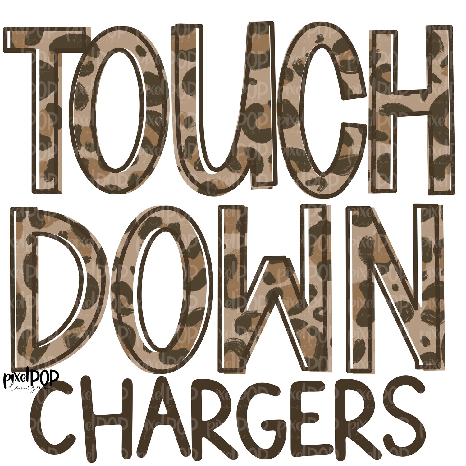 Chargers Touchdown Leopard Print Mascot PNG | Chargers Sublimation Design | Team Spirit Design | Chargers Clip Art | Digital Download | Printable Artwork | Sports Art