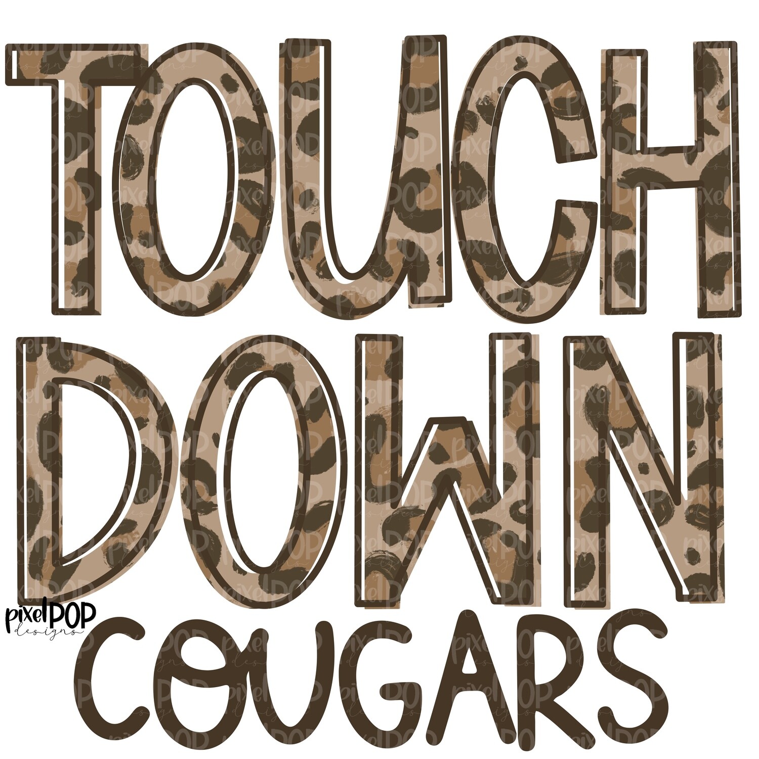 Cougars Touchdown Leopard Print Mascot PNG | Cougars Sublimation Design | Team Spirit Design | Cougars Clip Art | Digital Download | Printable Artwork | Sports Art