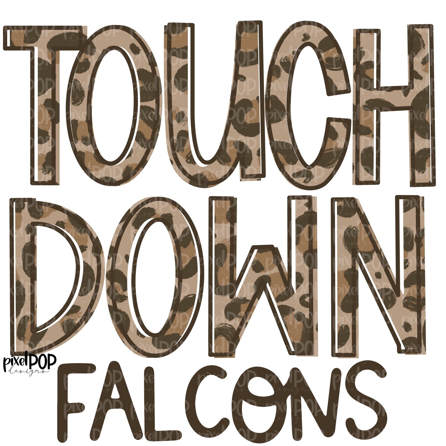 Falcons Touchdown Leopard Print Mascot PNG | Falcons Sublimation Design | Team Spirit Design | Falcons Clip Art | Digital Download | Printable Artwork | Sports Art