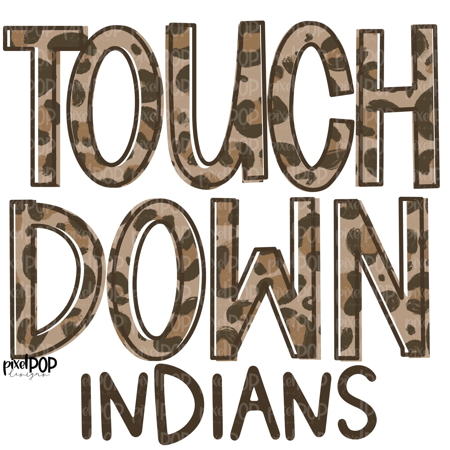 Indians Touchdown Leopard Print Mascot PNG | Indians Sublimation Design | Team Spirit Design | Indians Clip Art | Digital Download | Printable Artwork | Sports Art