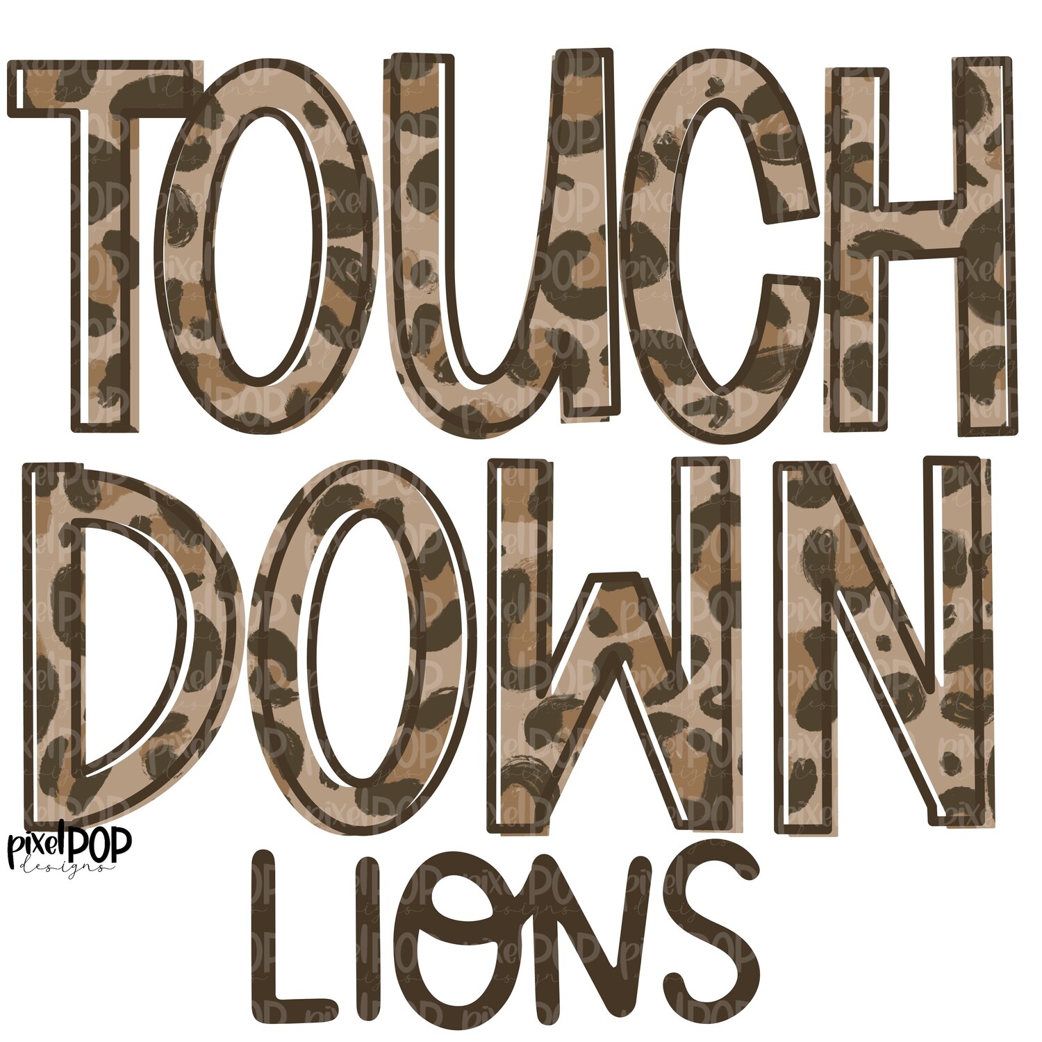 Lions Touchdown Leopard Print Mascot PNG | Lions Sublimation Design | Team Spirit Design | Lions Clip Art | Digital Download | Printable Artwork | Sports Art