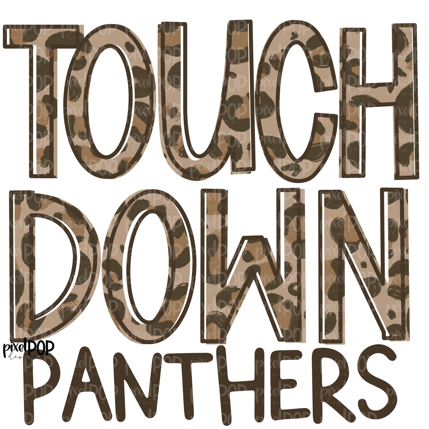 Panthers Touchdown Leopard Print Mascot PNG | Panthers Sublimation Design | Team Spirit Design | Panthers Clip Art | Digital Download | Printable Artwork | Sports Art