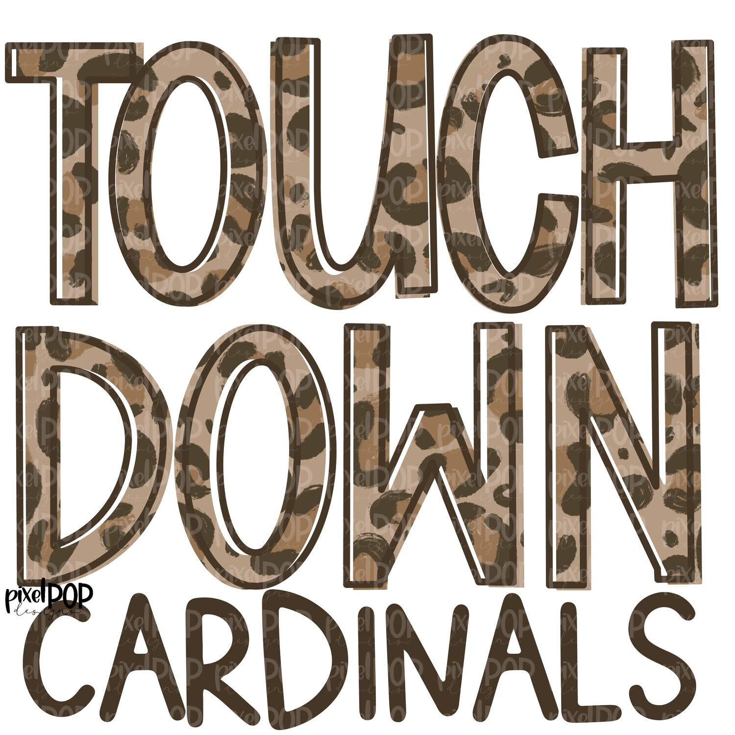 Cardinals Touchdown Leopard Print Mascot PNG | Cardinals Sublimation Design | Team Spirit Design | Cardinals Clip Art | Digital Download | Printable Artwork | Sports Art