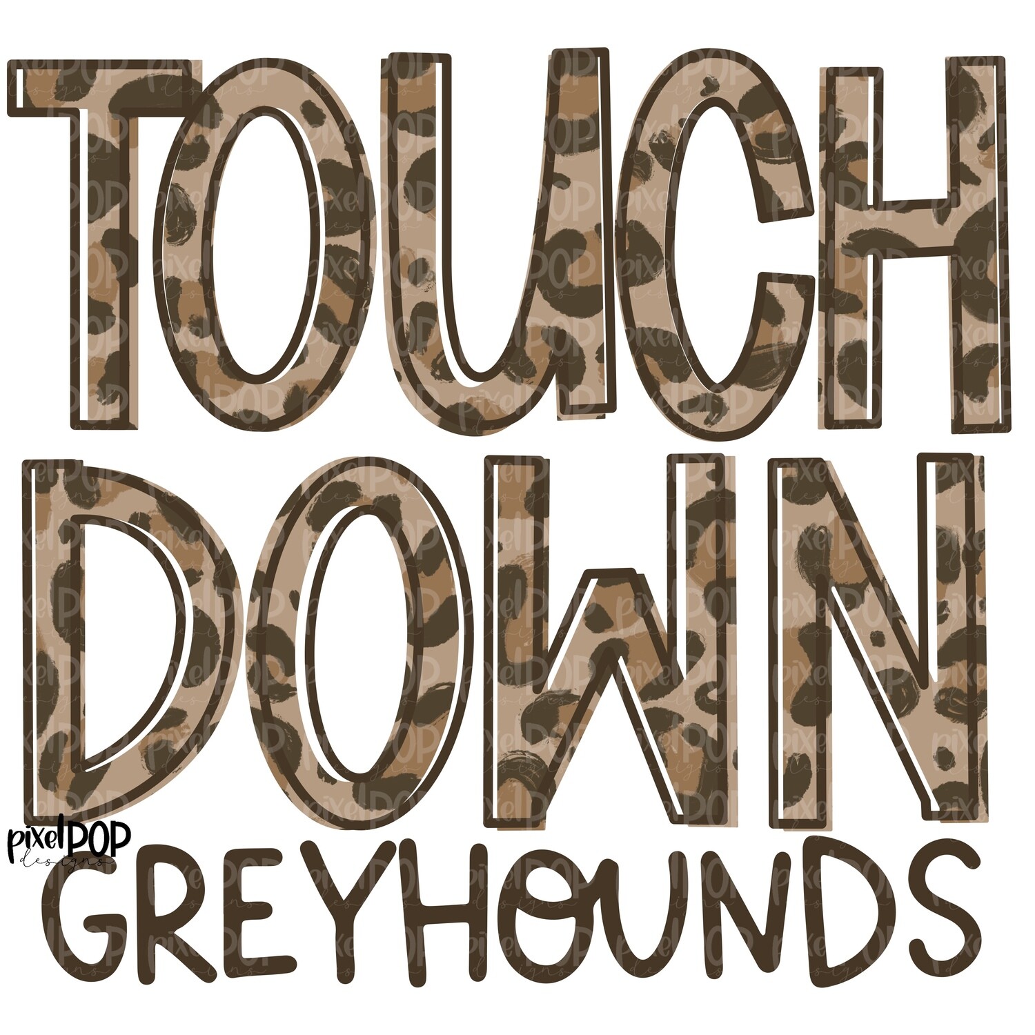 Greyhounds Touchdown Leopard Print Mascot PNG | Greyhounds Sublimation Design | Team Spirit Design | Greyhounds Clip Art | Digital Download | Printable Artwork | Sports Art