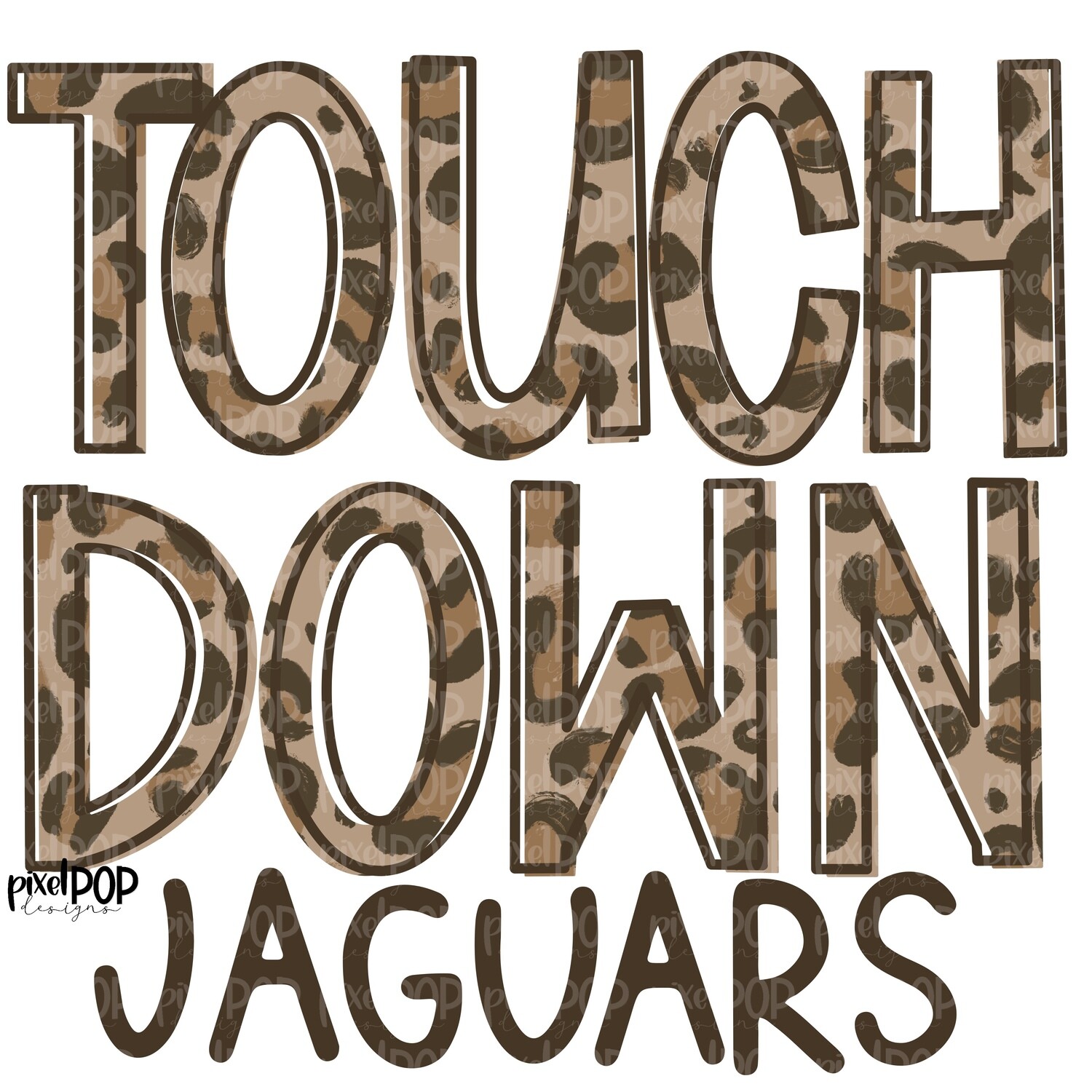 Jaguars Touchdown Leopard Print Mascot PNG | Jaguars Sublimation Design | Team Spirit Design | Jaguars Clip Art | Digital Download | Printable Artwork | Sports Art