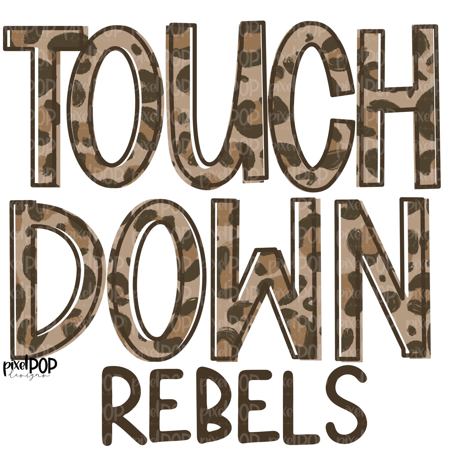 Rebels Touchdown Leopard Print Mascot PNG | Rebels Sublimation Design | Team Spirit Design | Rebels Clip Art | Digital Download | Printable Artwork | Sports Art