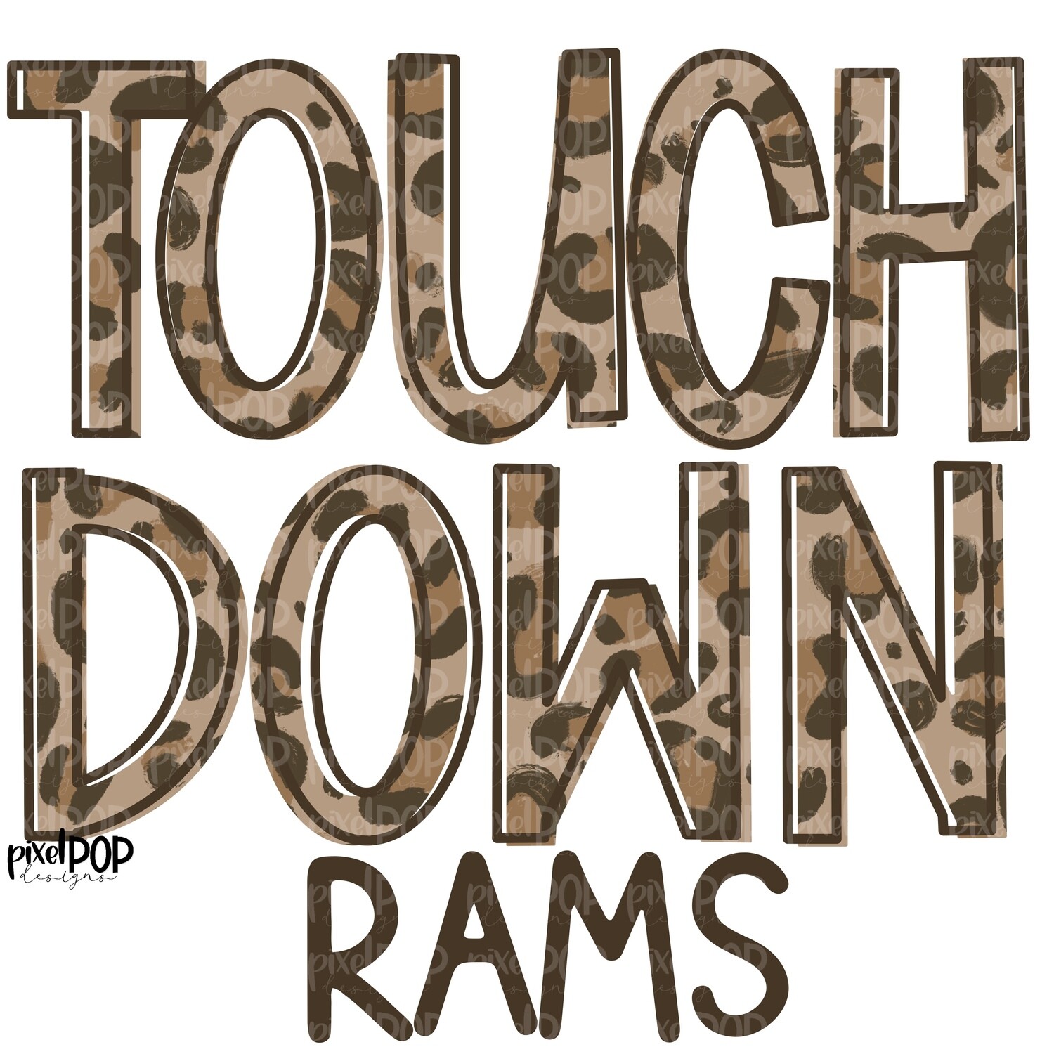 Rams Touchdown Leopard Print Mascot PNG | Rams Sublimation Design | Team Spirit Design | Rams Clip Art | Digital Download | Printable Artwork | Sports Art