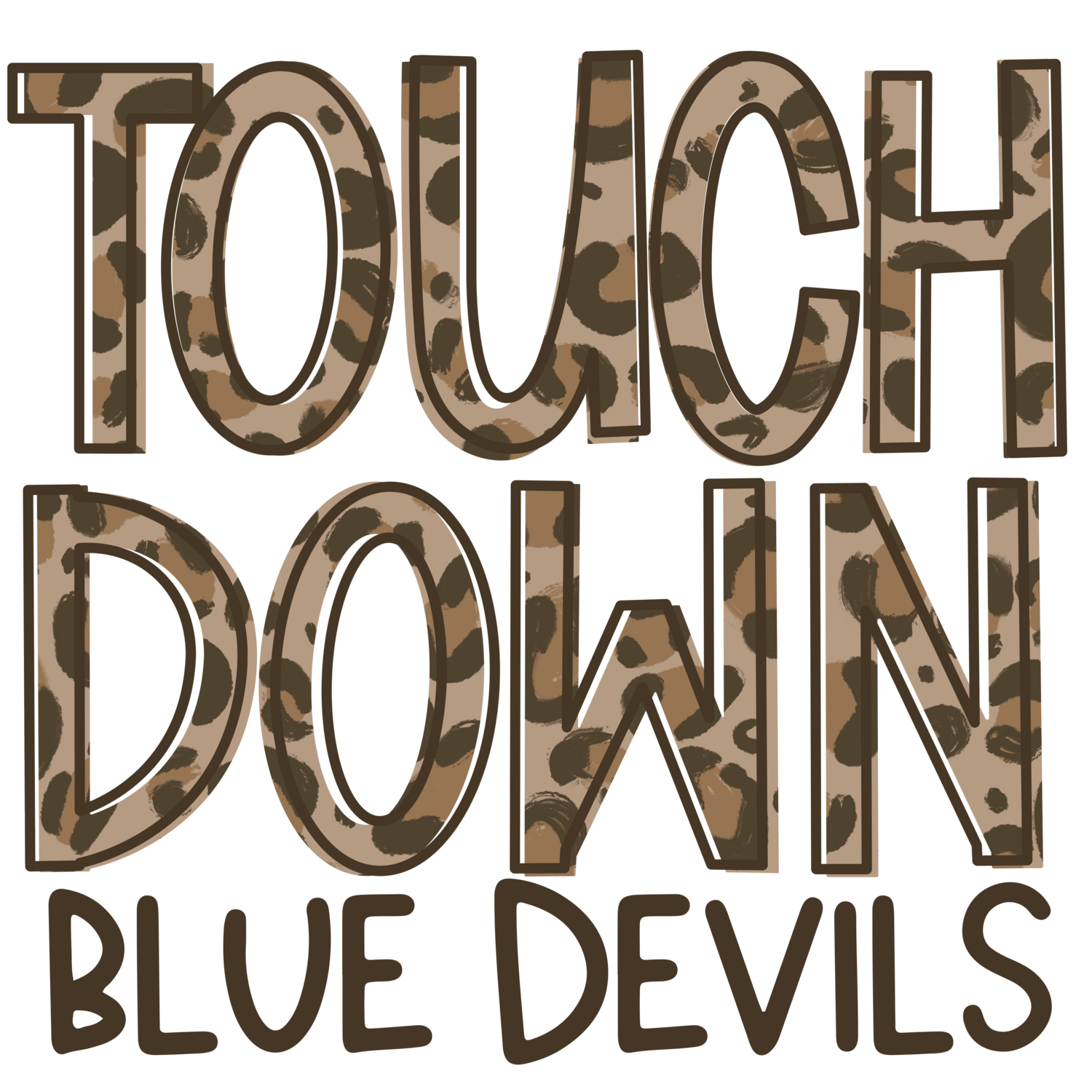 Blue Devils Touchdown Leopard Print Mascot PNG | Blue Devils Sublimation Design | Team Spirit Design | Blue Devils Clip Art | Digital Download | Printable Artwork | Sports Art