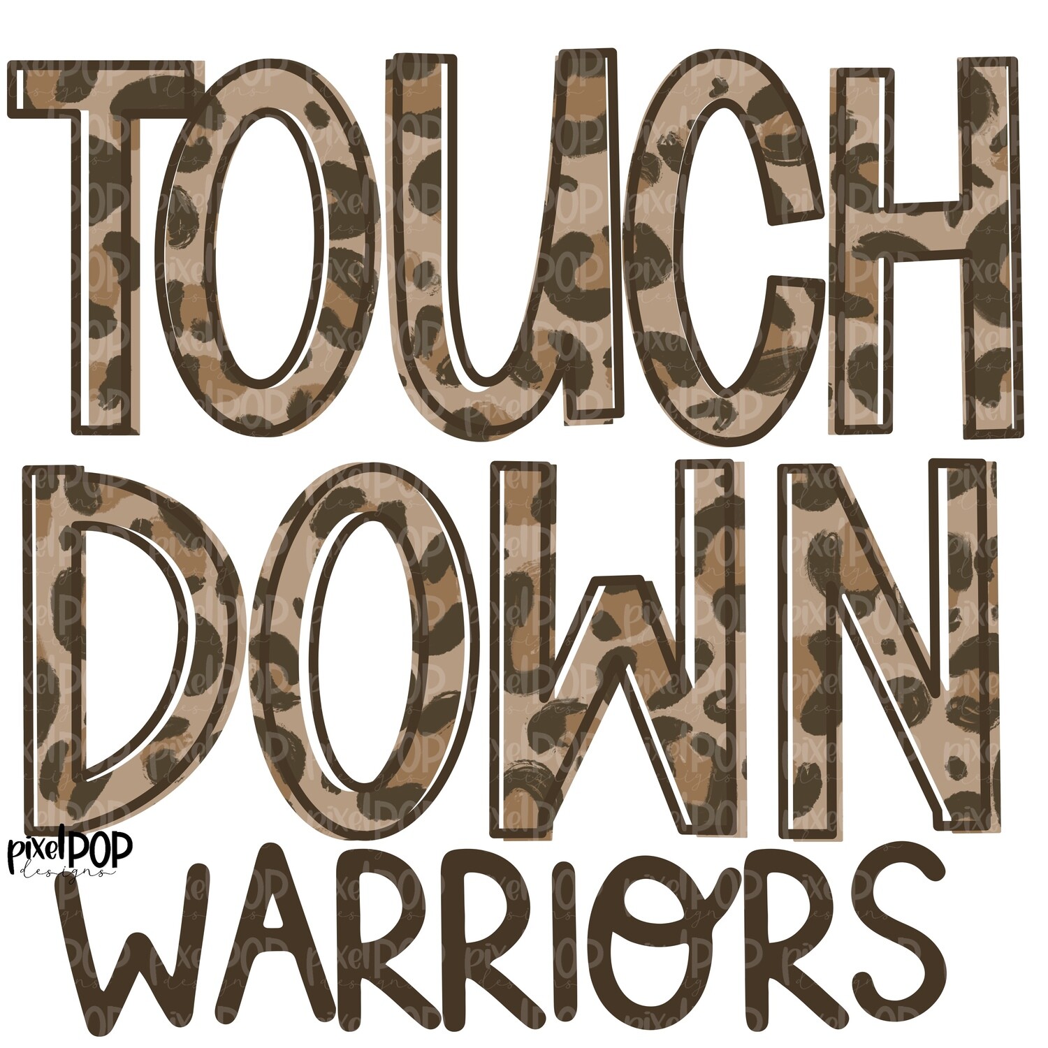 Warriors Touchdown Leopard Print Mascot PNG | Warriors Sublimation Design | Team Spirit Design | Warriors Clip Art | Digital Download | Printable Artwork | Sports Art