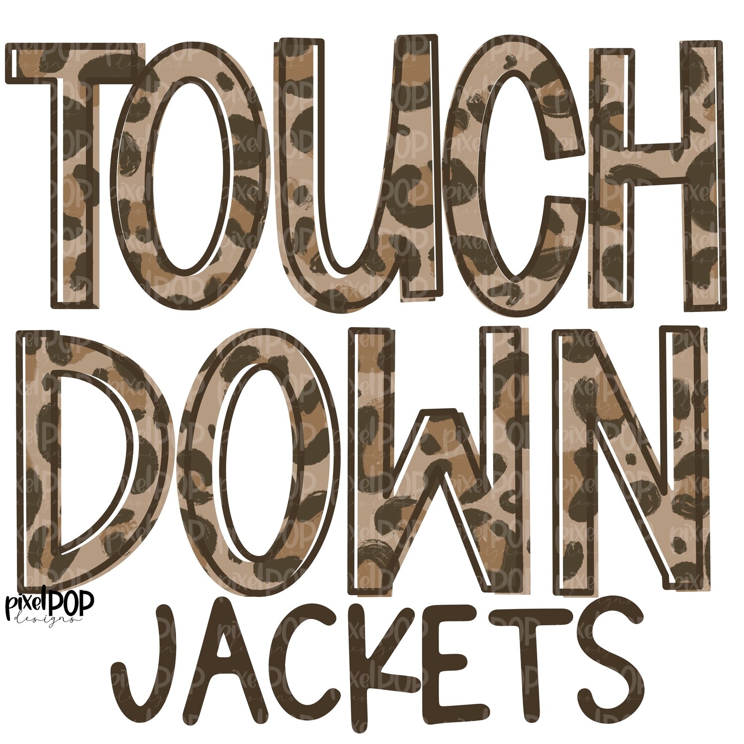 Jackets Touchdown Leopard Print Mascot PNG | Jackets Sublimation Design | Team Spirit Design | Jackets Clip Art | Digital Download | Printable Artwork | Sports Art