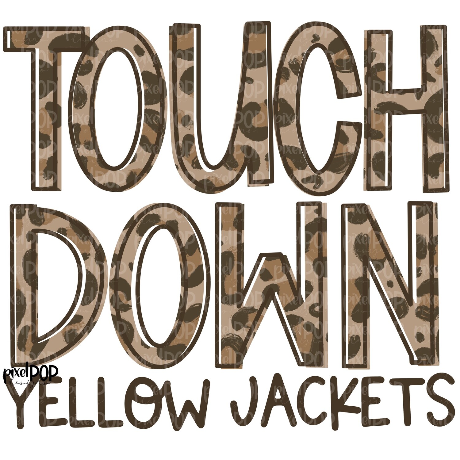 Yellow Jackets Touchdown Leopard Print Mascot PNG | Yellow Jackets Sublimation Design | Team Spirit Design | Yellow Jackets Clip Art | Digital Download | Printable Artwork | Sports Art