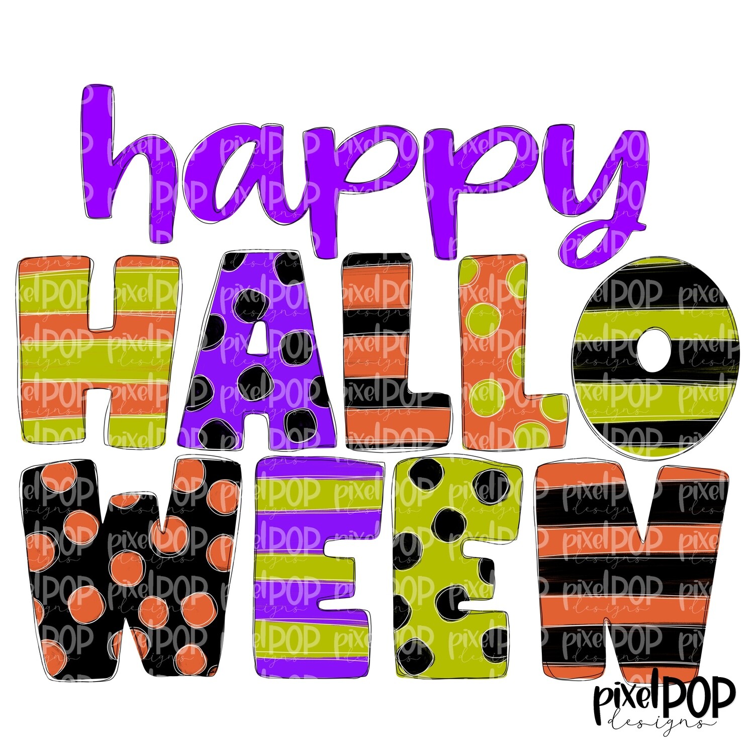 Happy Halloween Multi Pattern PNG | Halloween Art Design | Happy Halloween | Happy Halloween Digital Art | Printable Art | Digital Download
