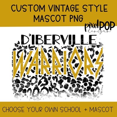 Custom Vintage Style Mascot PNG with School Colors