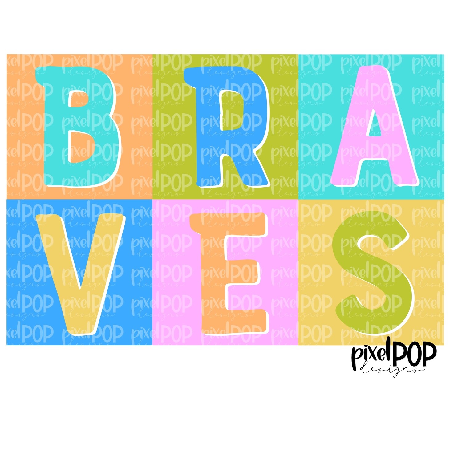 Color Block Mascot Braves PNG | Team Sublimation Design | Team Spirit Design | Braves Clip Art | Digital Download | Printable Artwork