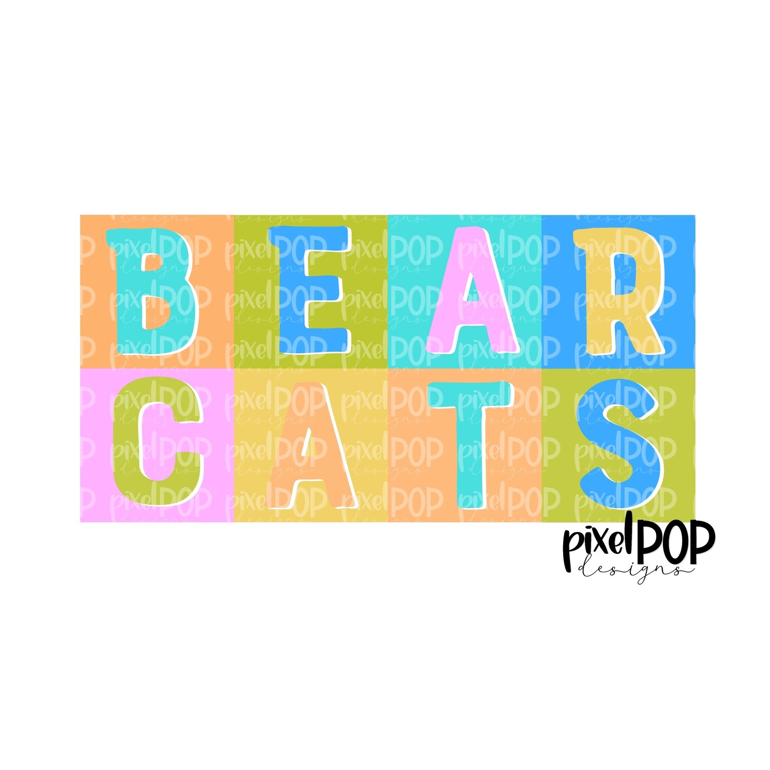 Color Block Mascot Bearcats PNG | Team Sublimation Design | Team Spirit Design | Bearcats Clip Art | Digital Download | Printable Artwork