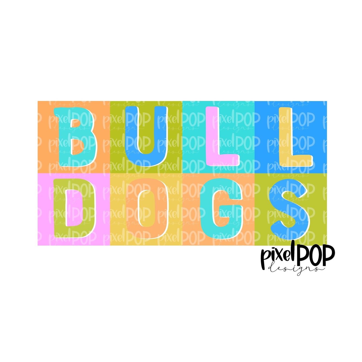 Color Block Mascot Bulldogs PNG | Team Sublimation Design | Team Spirit Design | Bulldogs Clip Art | Digital Download | Printable Artwork