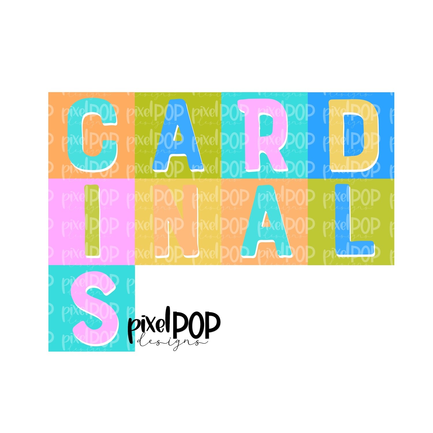 Color Block Mascot Cardinals PNG | Team Sublimation Design | Team Spirit Design | Cardinals Clip Art | Digital Download | Printable Artwork