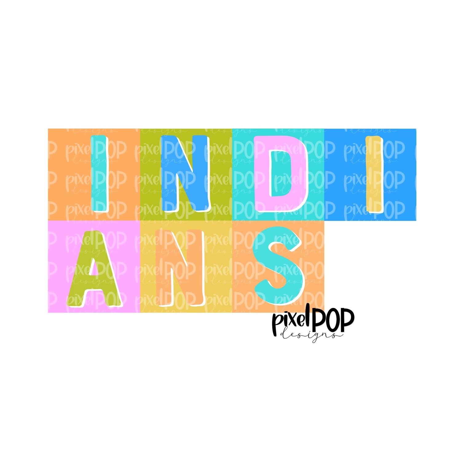 Color Block Mascot Indians PNG | Team Sublimation Design | Team Spirit Design | Indians Clip Art | Digital Download | Printable Artwork