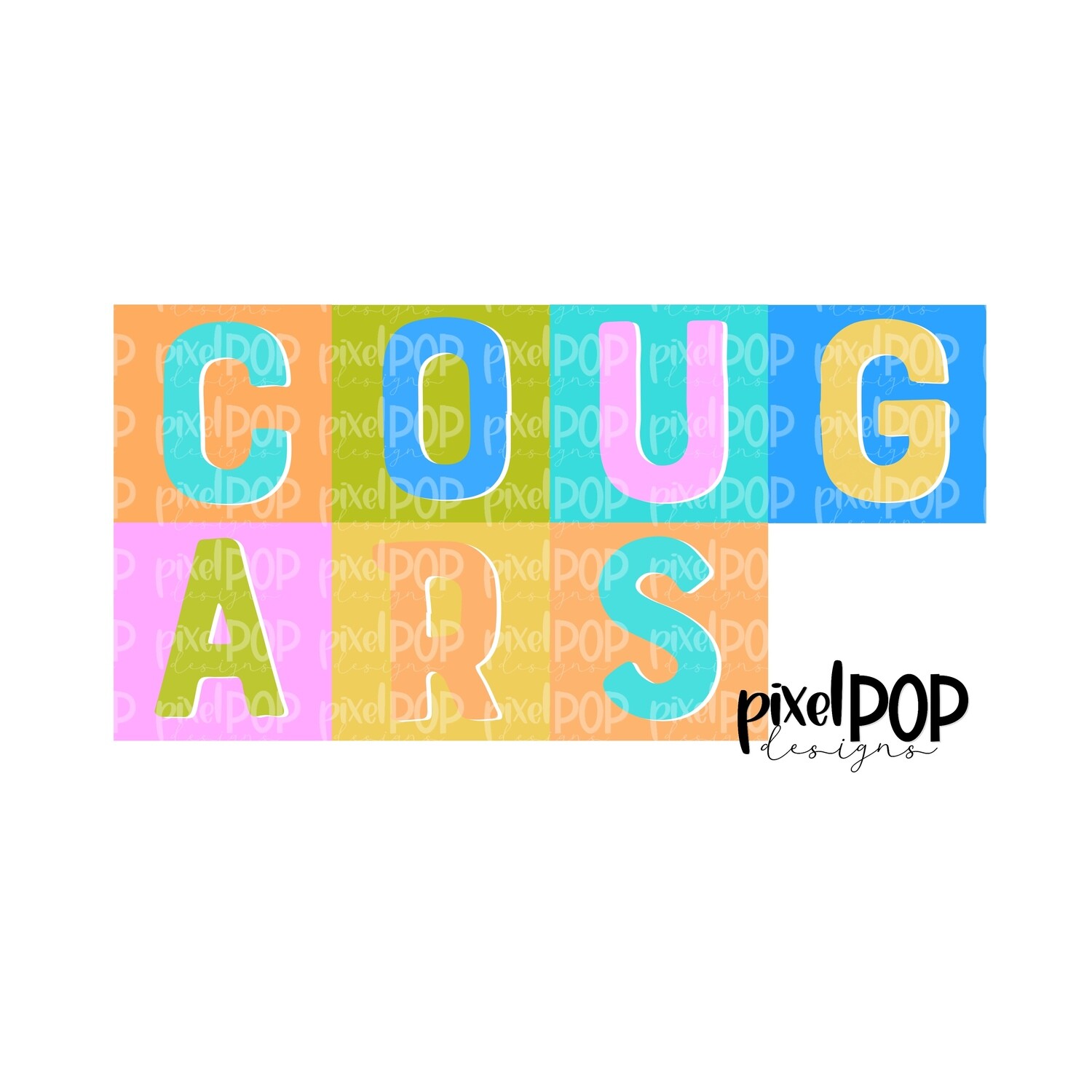 Color Block Mascot Cougars PNG | Team Sublimation Design | Team Spirit Design | Cougars Clip Art | Digital Download | Printable Artwork