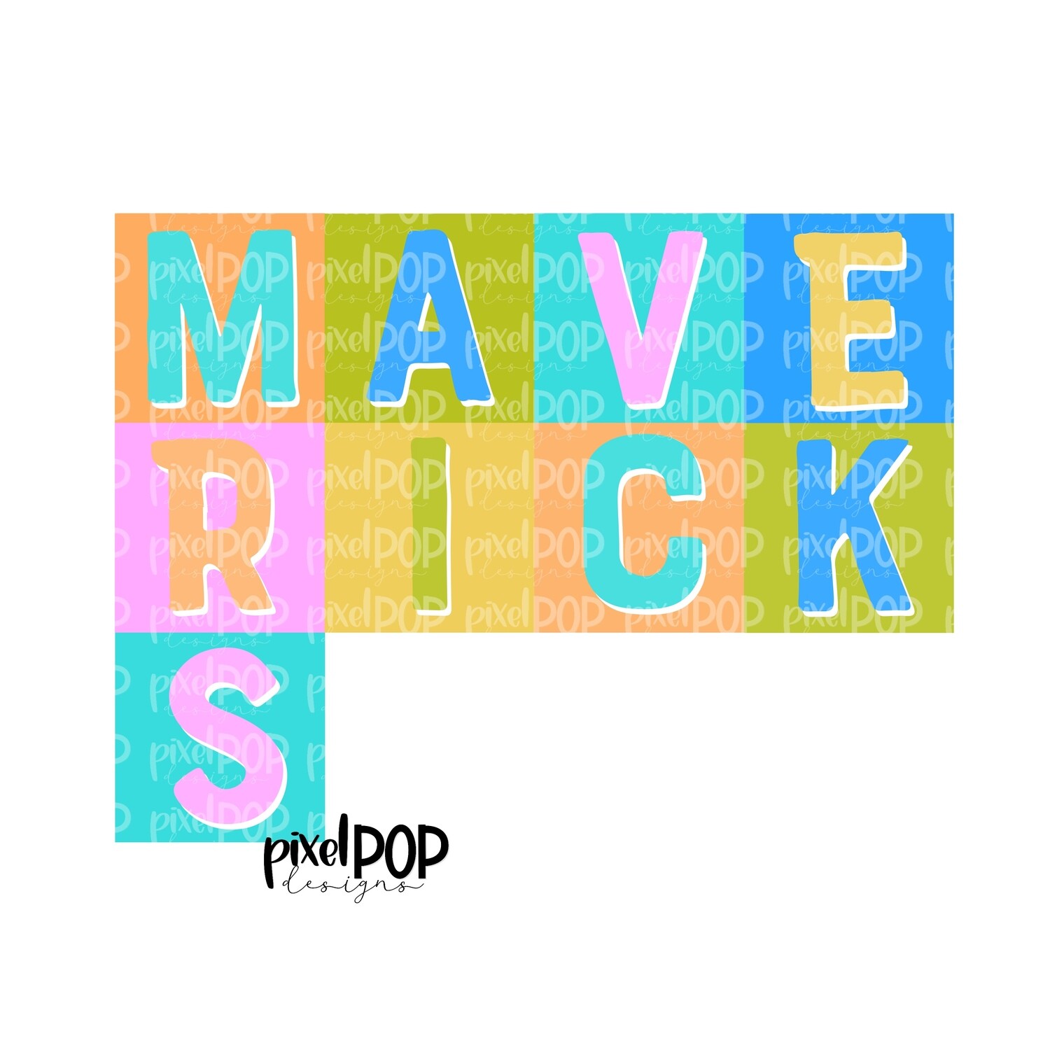 Color Block Mascot Mavericks PNG | Team Sublimation Design | Team Spirit Design | Mavericks Clip Art | Digital Download | Printable Artwork