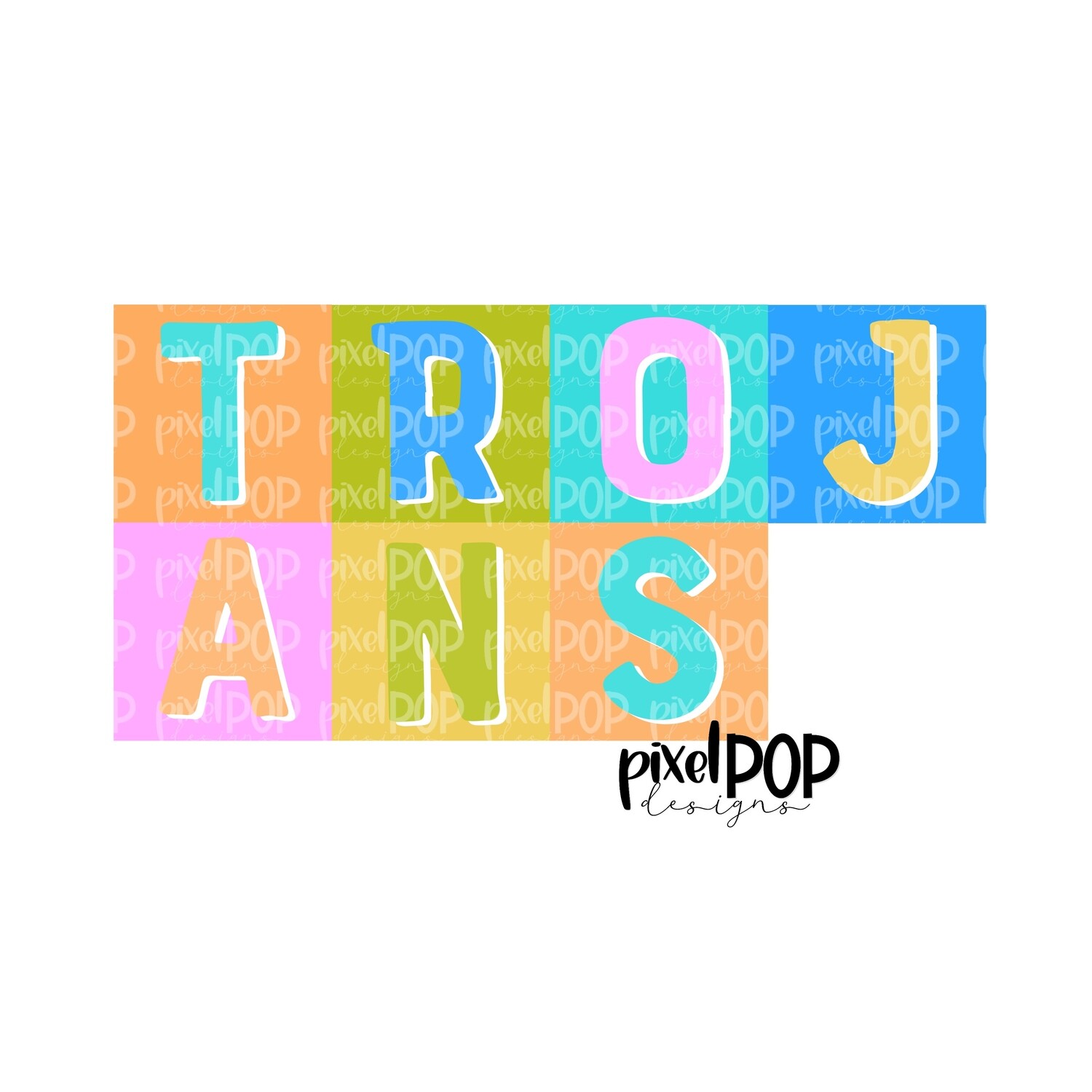 Color Block Mascot Trojans PNG | Team Sublimation Design | Team Spirit Design | Trojans Clip Art | Digital Download | Printable Artwork
