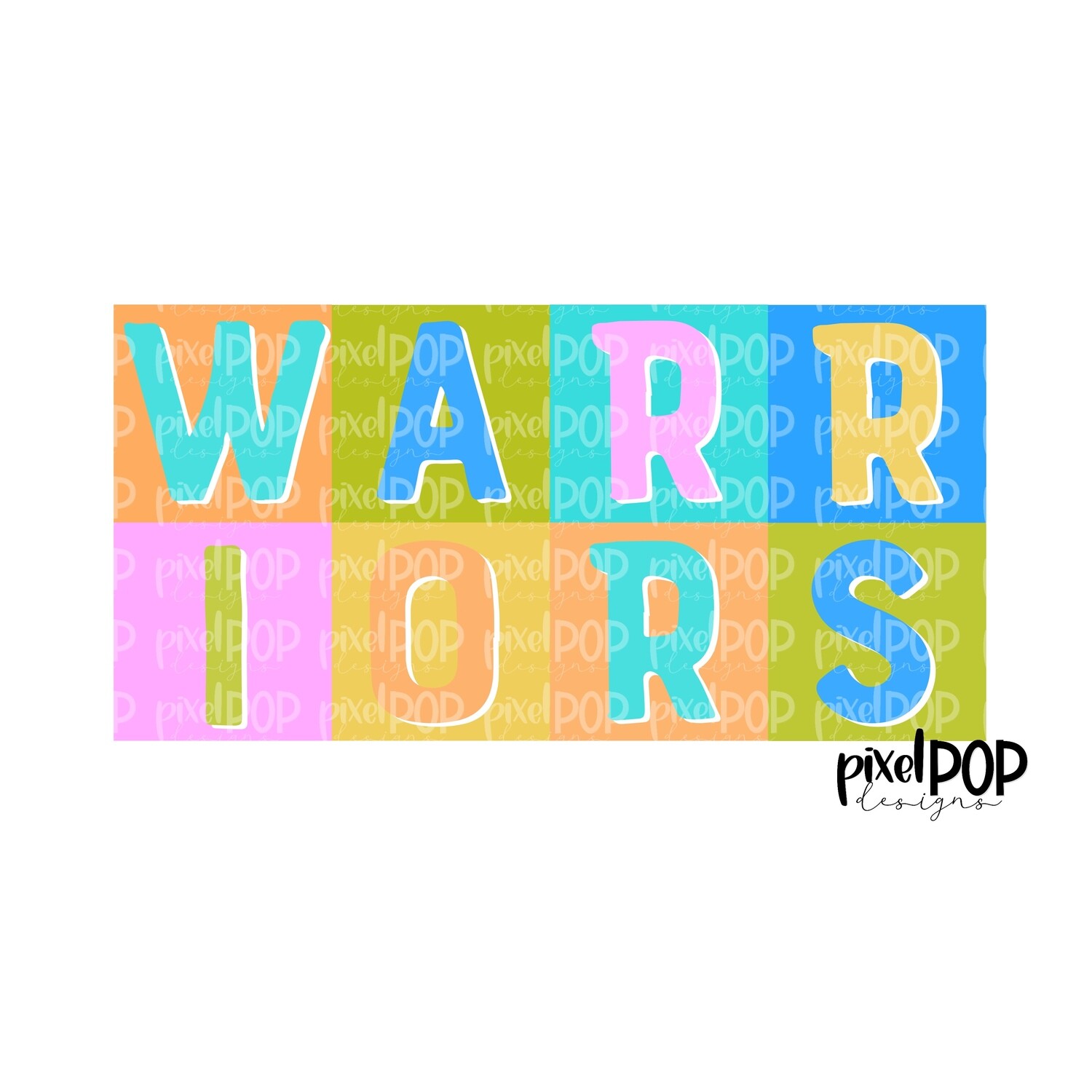 Color Block Mascot Warriors PNG | Team Sublimation Design | Team Spirit Design | Warriors Clip Art | Digital Download | Printable Artwork