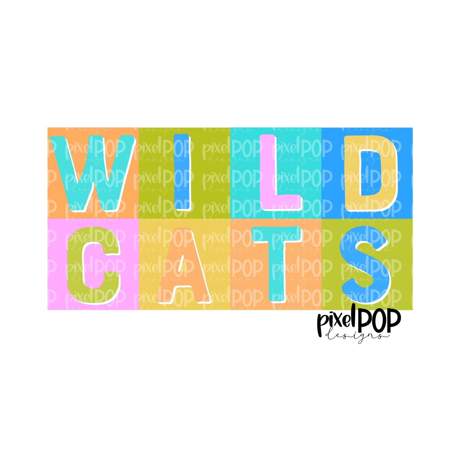 Color Block Mascot Wildcats PNG | Team Sublimation Design | Team Spirit Design | Wildcats Clip Art | Digital Download | Printable Artwork