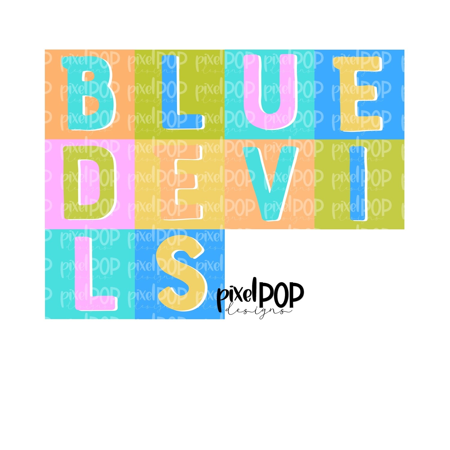 Color Block Mascot Blue Devils PNG | Team Sublimation Design | Team Spirit Design | Blue Devils Clip Art | Digital Download | Printable Artwork