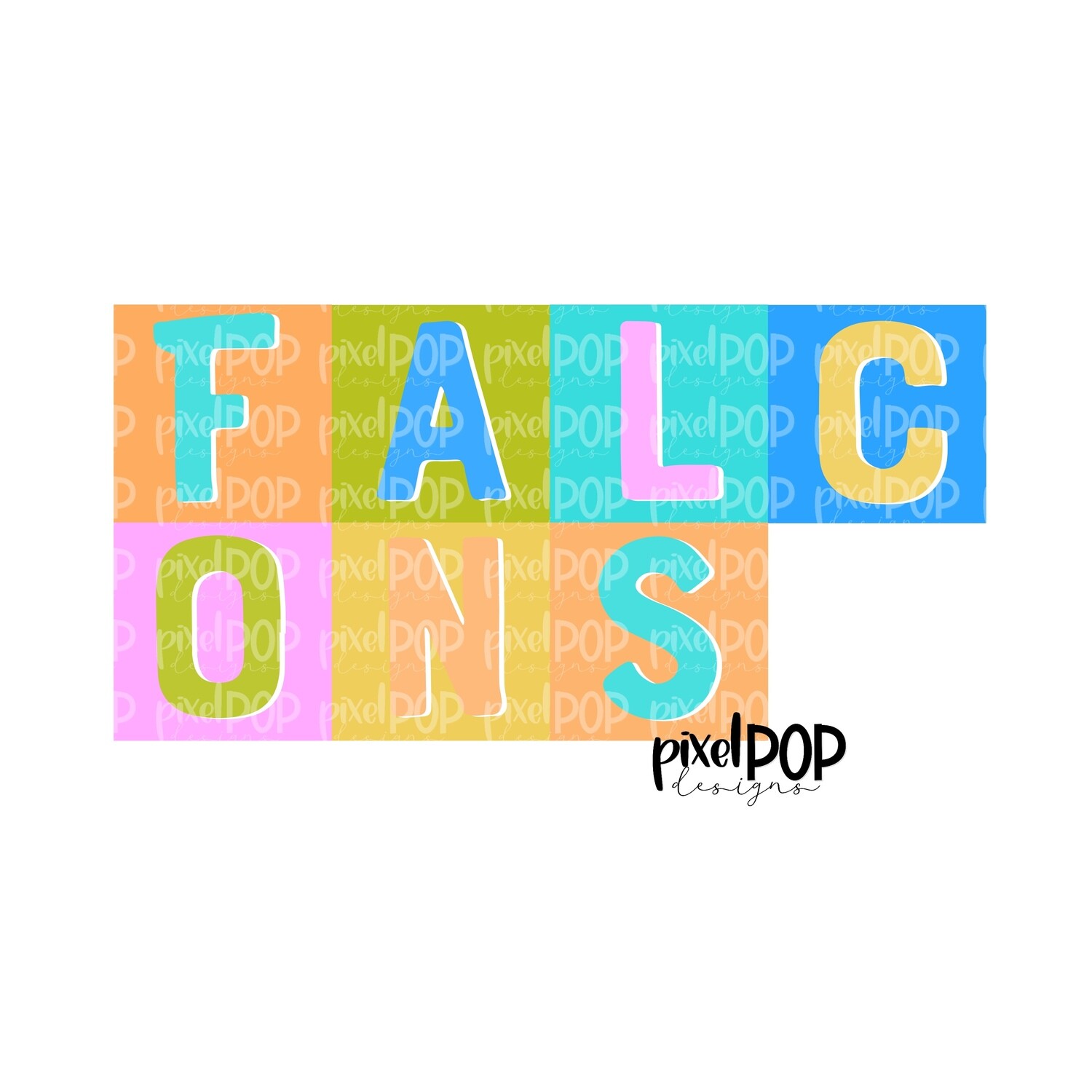 Color Block Mascot Falcons PNG | Team Sublimation Design | Team Spirit Design | Falcons  Clip Art | Digital Download | Printable Artwork