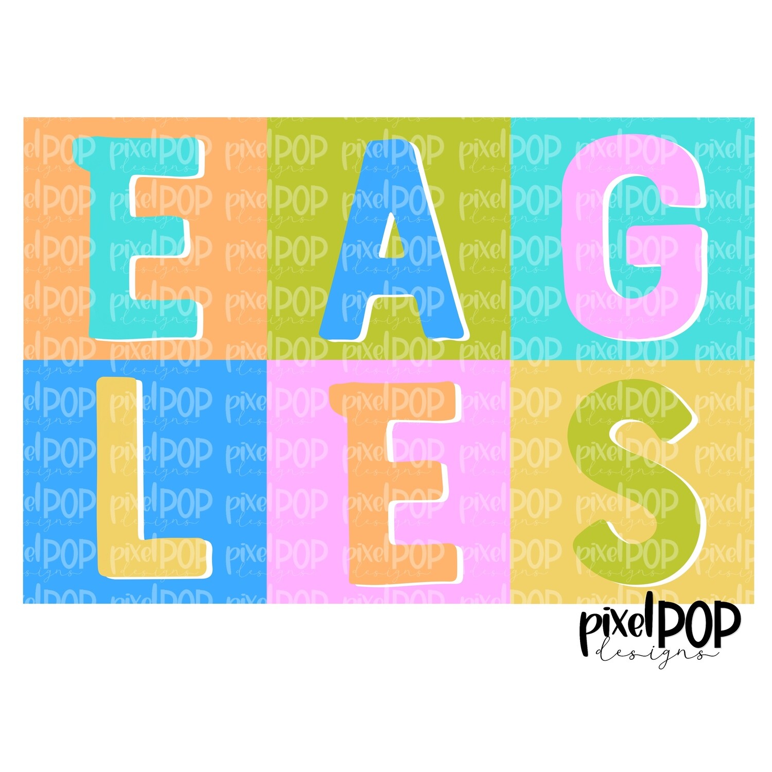 Color Block Mascot Eagles PNG | Team Sublimation Design | Team Spirit Design | Eagles Clip Art | Digital Download | Printable Artwork