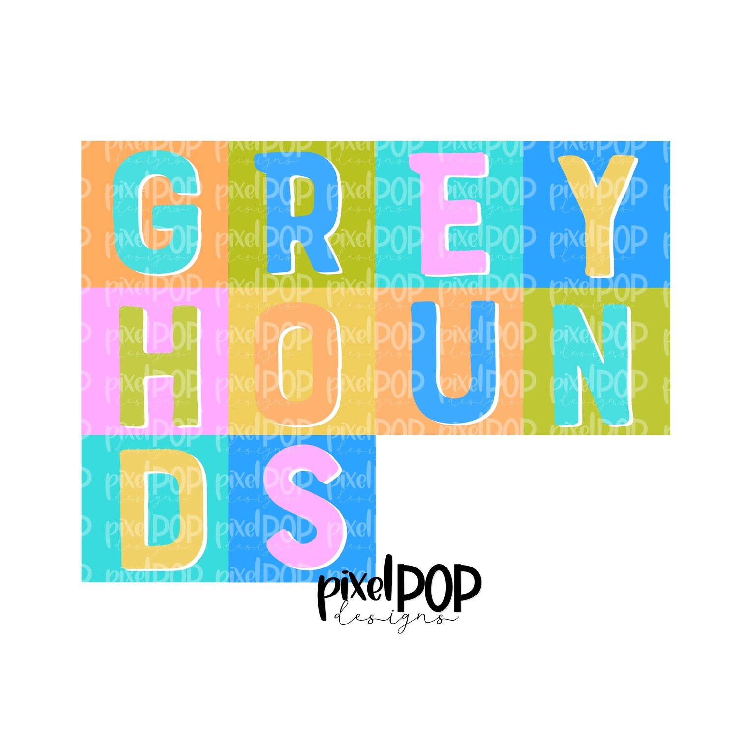 Color Block Mascot Greyhounds PNG | Team Sublimation Design | Team Spirit Design | Greyhounds Clip Art | Digital Download | Printable Artwork