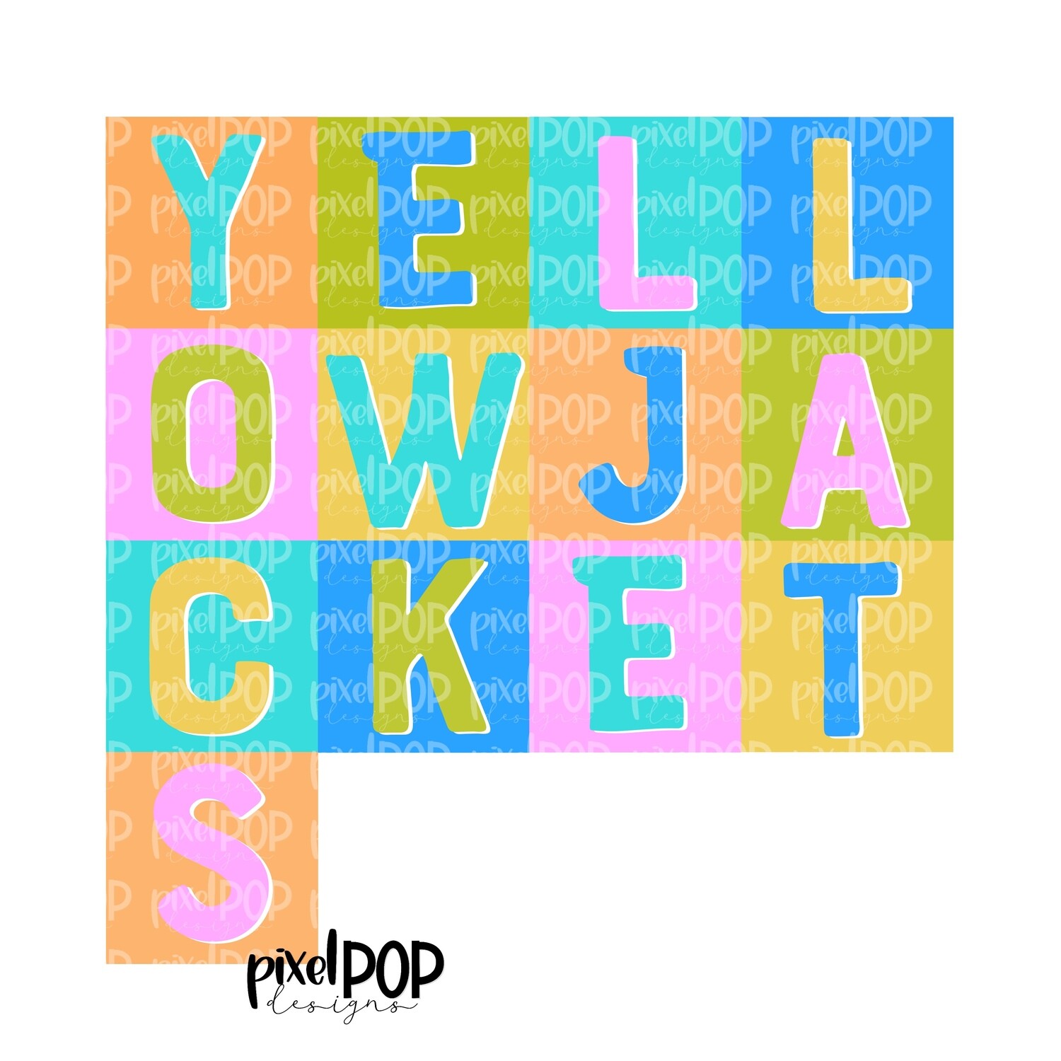 Color Block Mascot Yellowjackets PNG | Team Sublimation Design | Team Spirit Design | Yellowjackets Clip Art | Digital Download | Printable Artwork