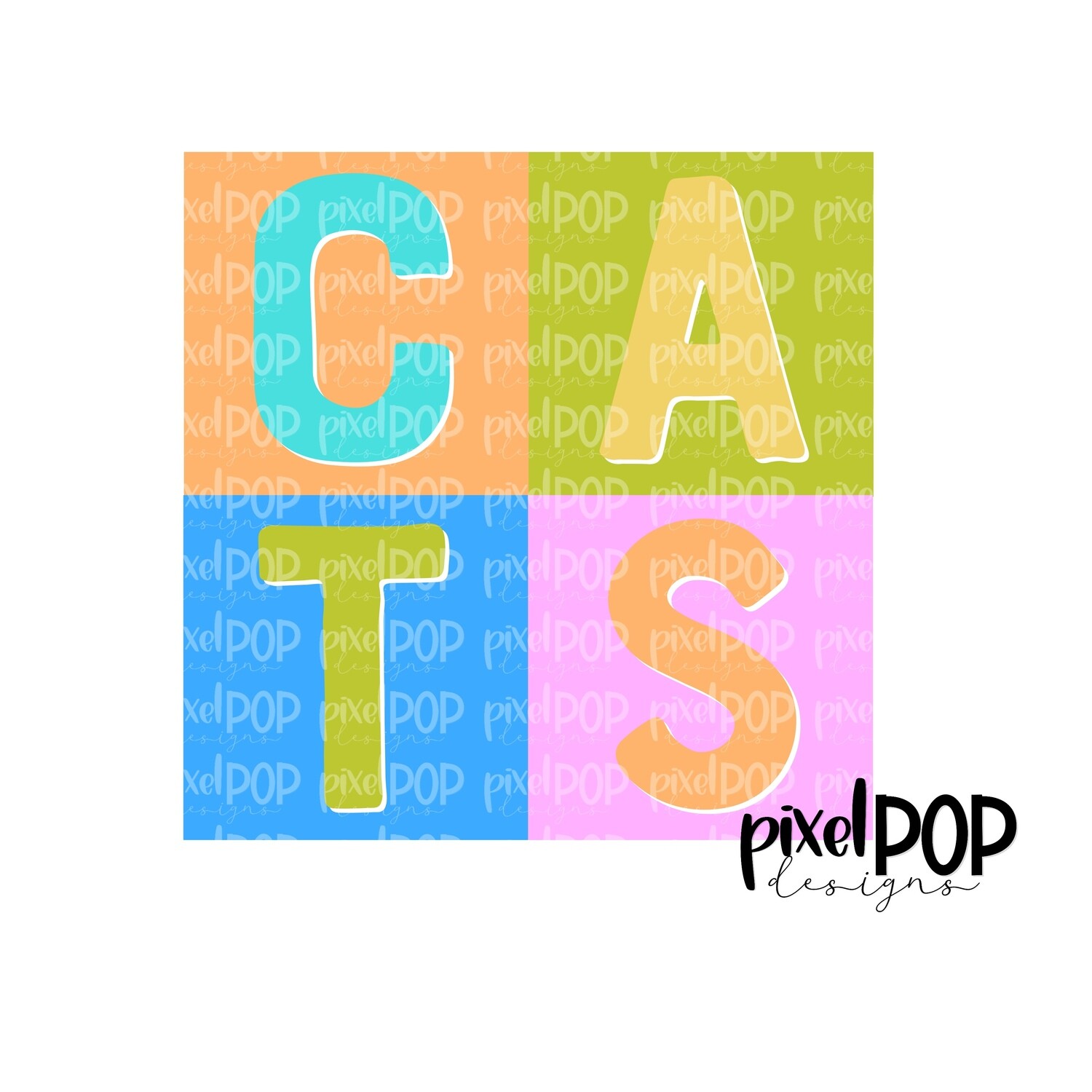 Color Block Mascot Cats PNG | Team Sublimation Design | Team Spirit Design | Cats Clip Art | Digital Download | Printable Artwork