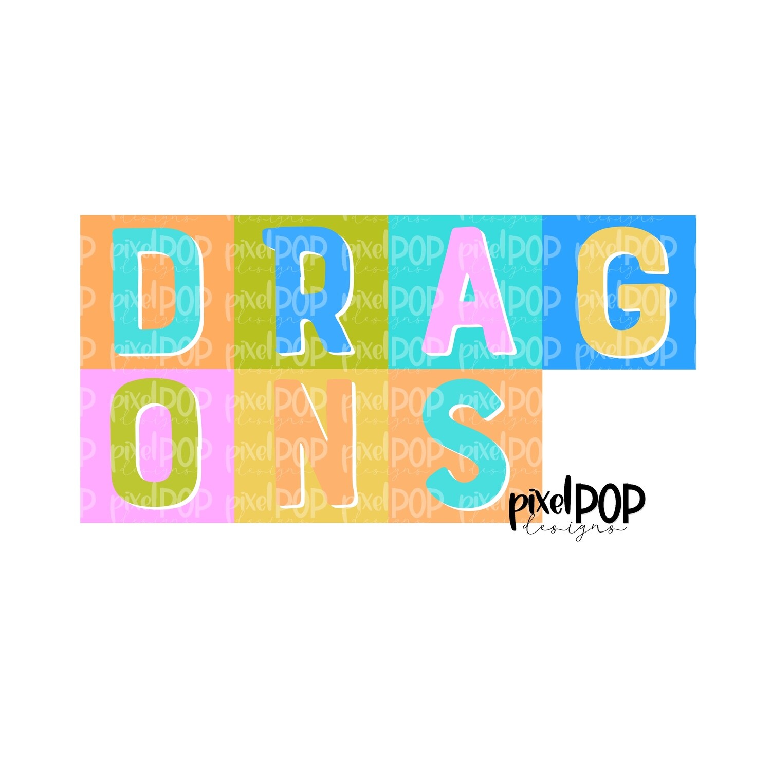 Color Block Mascot Dragons PNG | Team Sublimation Design | Team Spirit Design | Dragons Clip Art | Digital Download | Printable Artwork