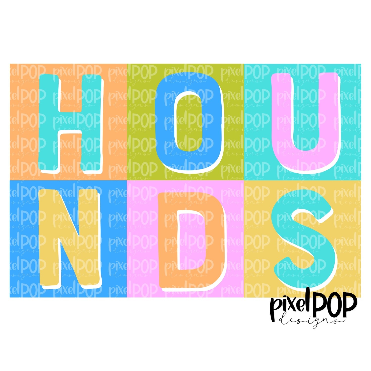 Color Block Mascot Hounds PNG | Team Sublimation Design | Team Spirit Design | Hounds Clip Art | Digital Download | Printable Artwork