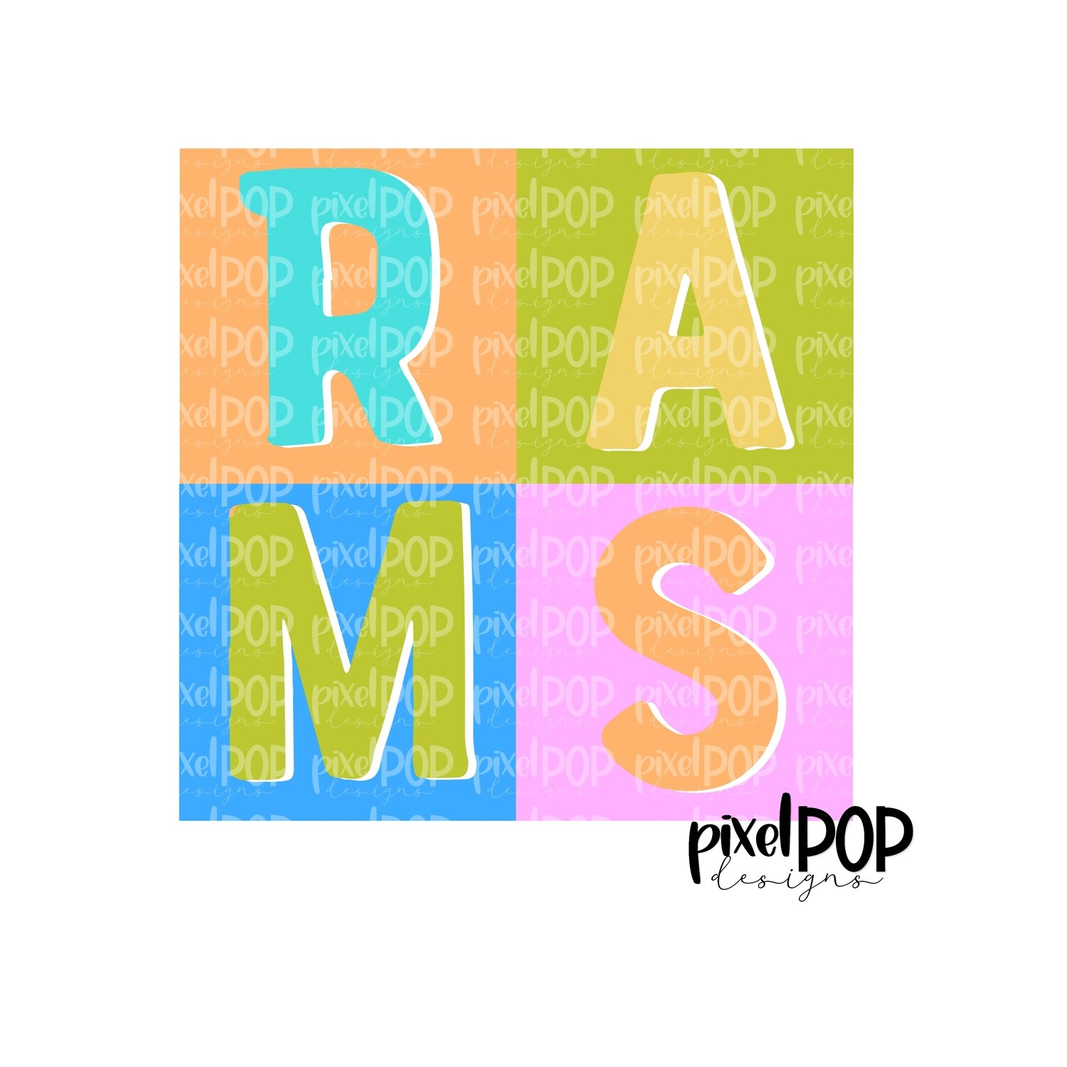 Color Block Mascot Rams PNG | Team Sublimation Design | Team Spirit Design | Rams Clip Art | Digital Download | Printable Artwork