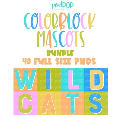 Color Block Mascots Bundle - 40 PNG Designs
