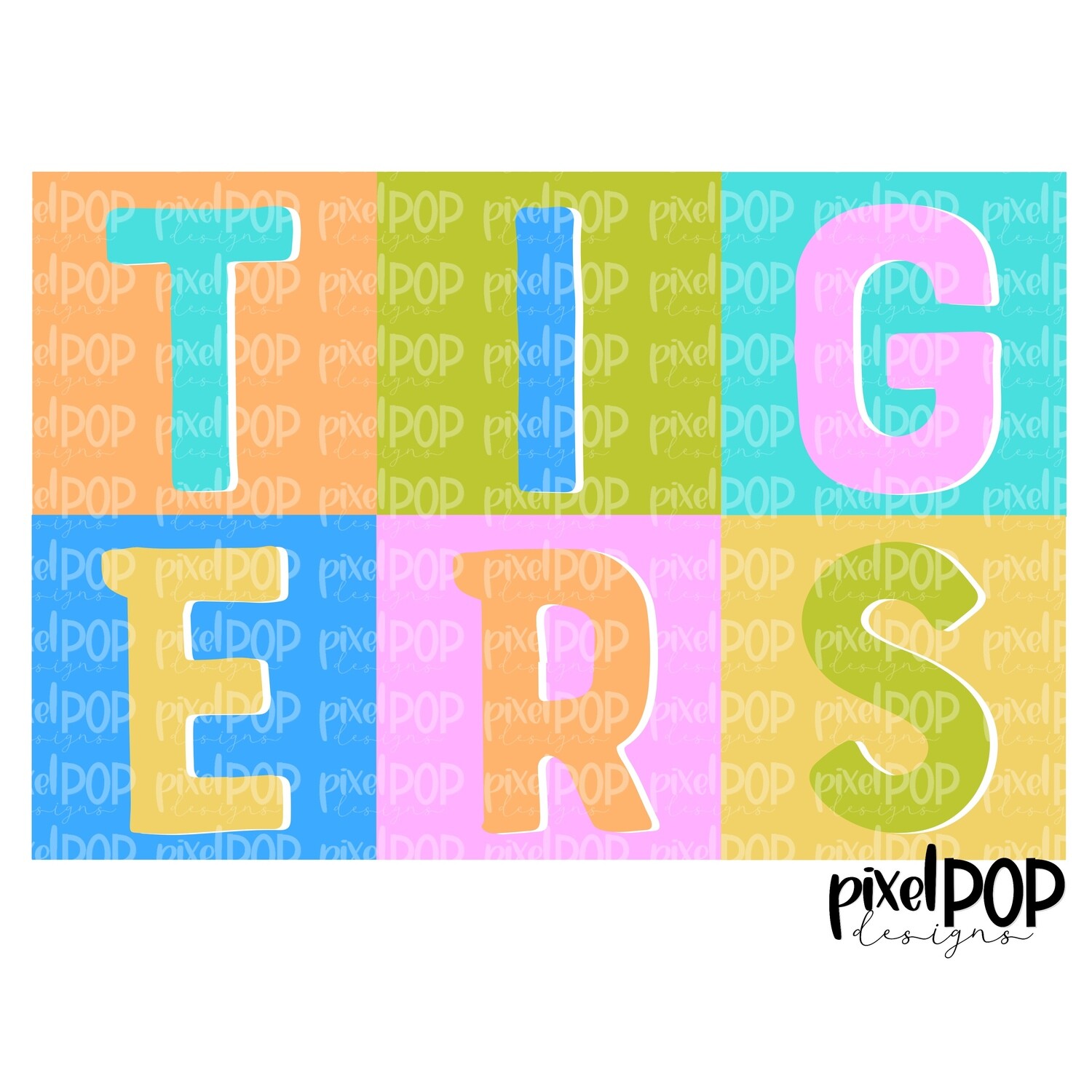 Color Block Mascot Tigers PNG | Team Sublimation Design | Team Spirit Design | Tigers Clip Art | Digital Download | Printable Artwork
