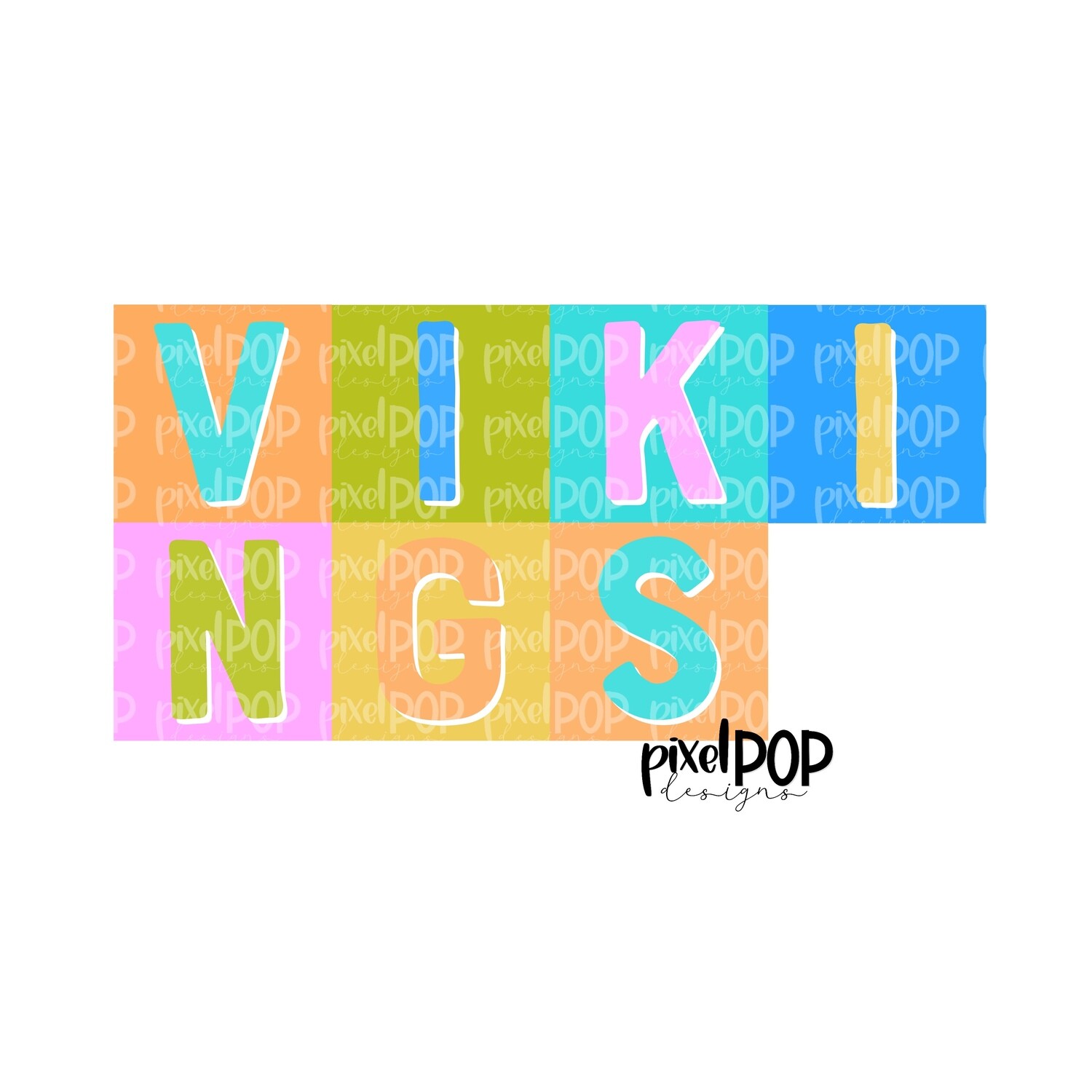 Color Block Mascot Vikings PNG | Team Sublimation Design | Team Spirit Design | Vikings Clip Art | Digital Download | Printable Artwork