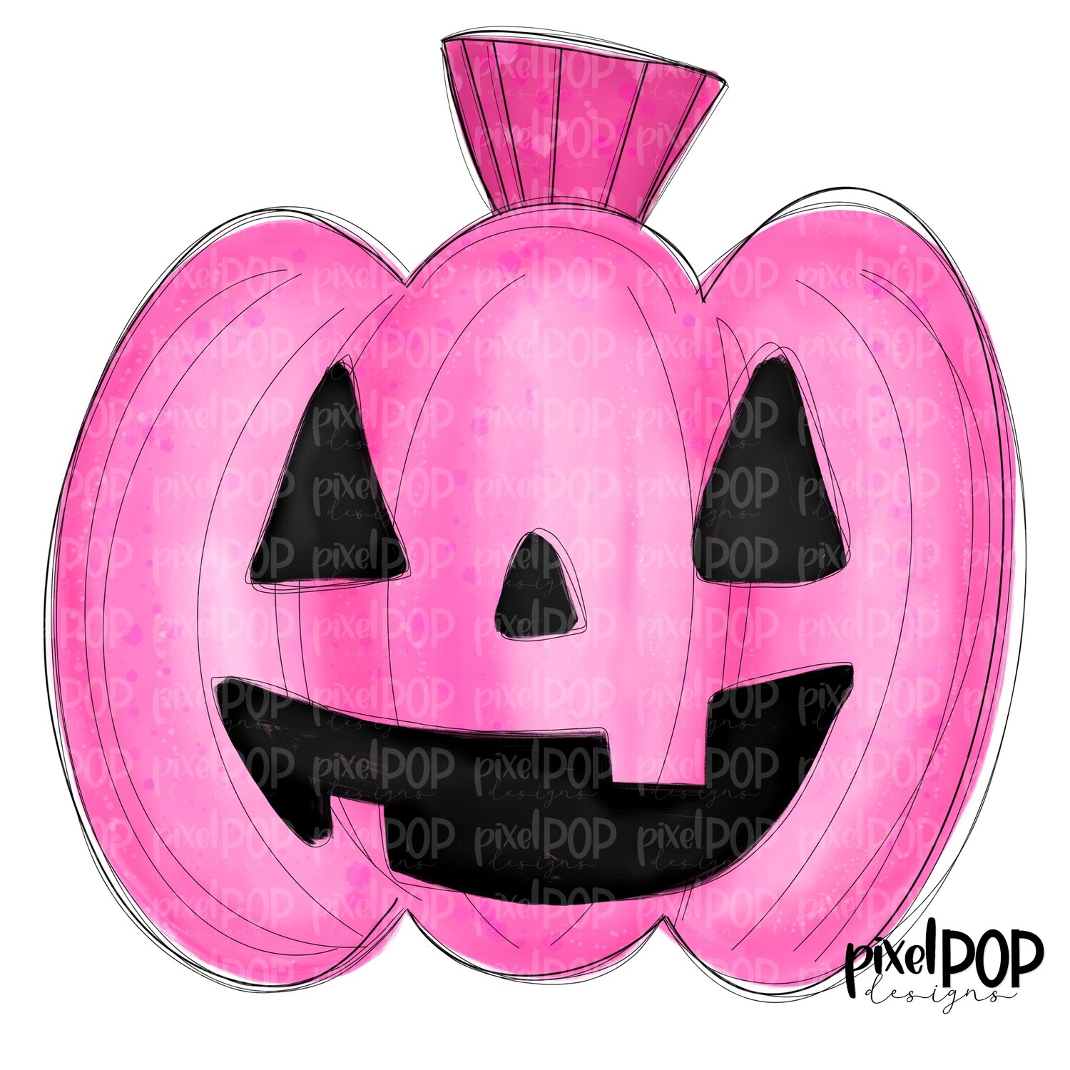 Pink Jack-o-Lantern Pumpkin with Sublimation Halloween PNG | Hand Drawn Digital Design | Sublimation PNG | Digital Download | Printable Artwork | Art
