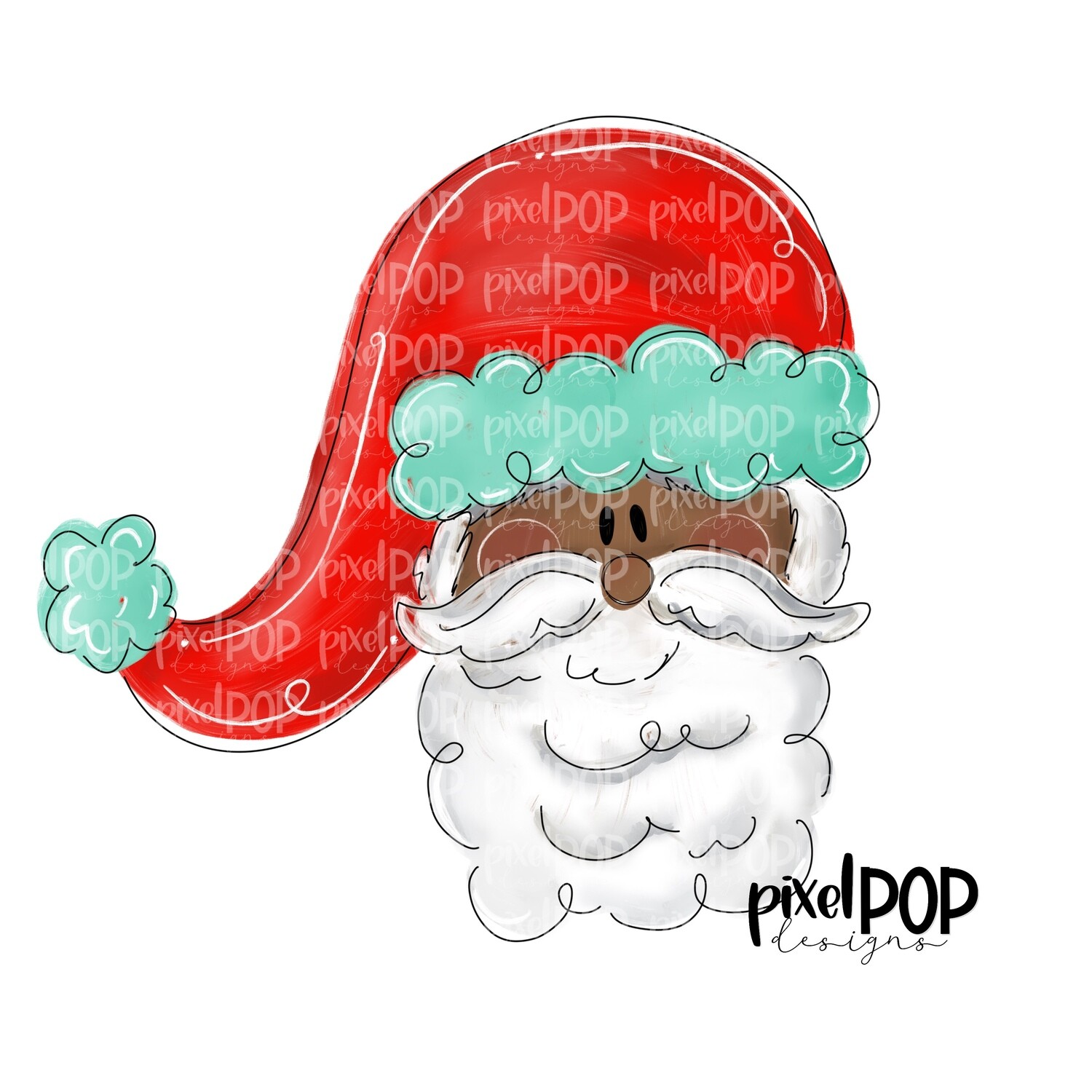 Whimsy Santa Mint Dark PNG | Santa Christmas Design Art | Sublimation PNG | Digital Download | Printable Artwork | Art