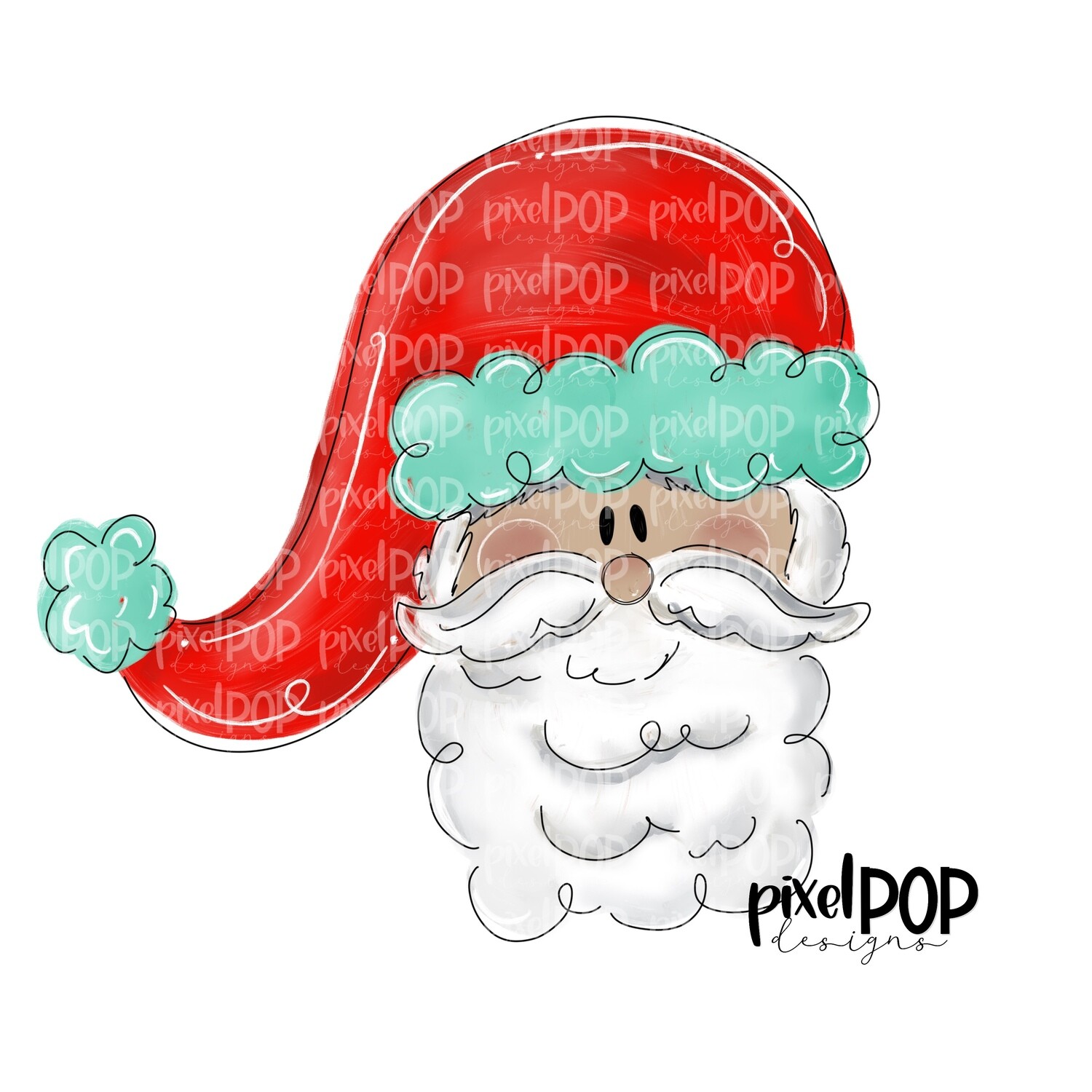 Whimsy Santa Mint PNG | Santa Christmas Design Art | Sublimation PNG | Digital Download | Printable Artwork | Art