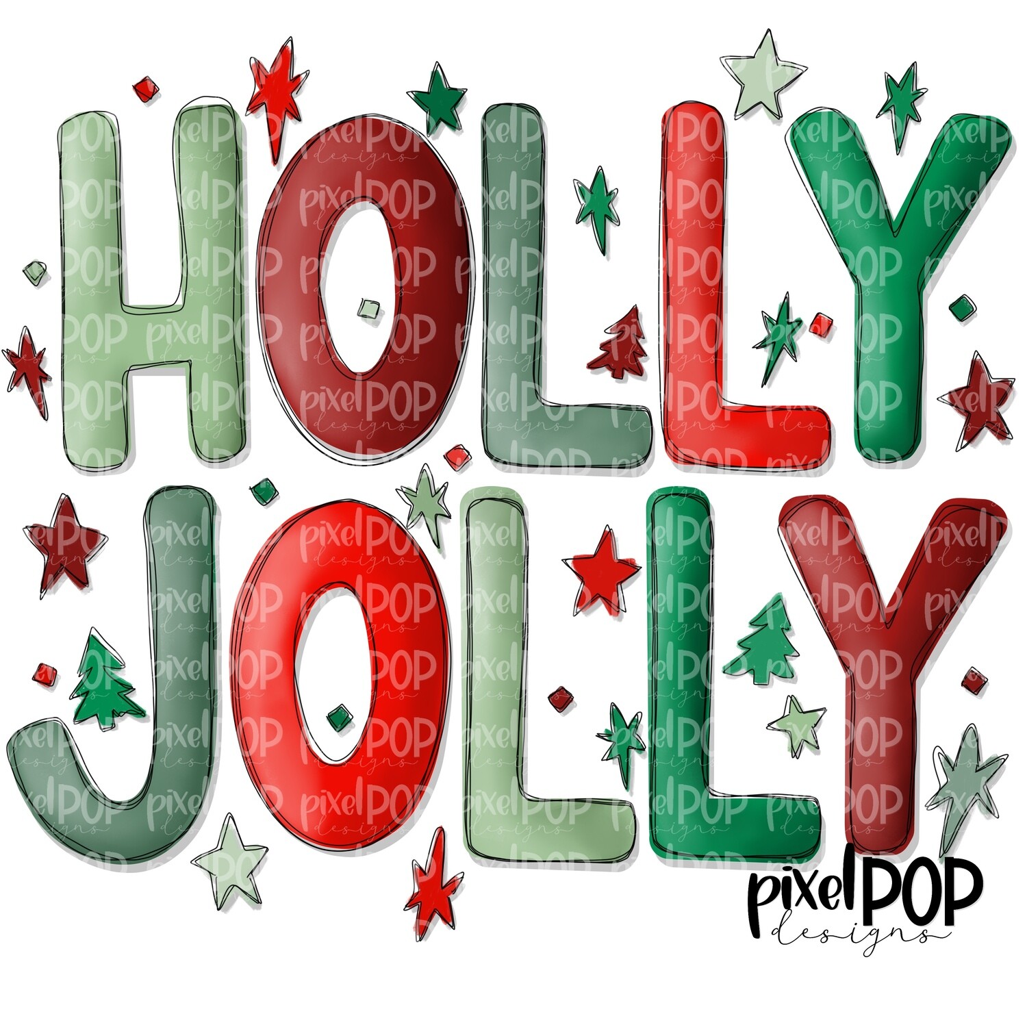 Holly Jolly Festive Christmas PNG Art | Christmas Design Art | Sublimation PNG | Digital Download | Printable Artwork | Art