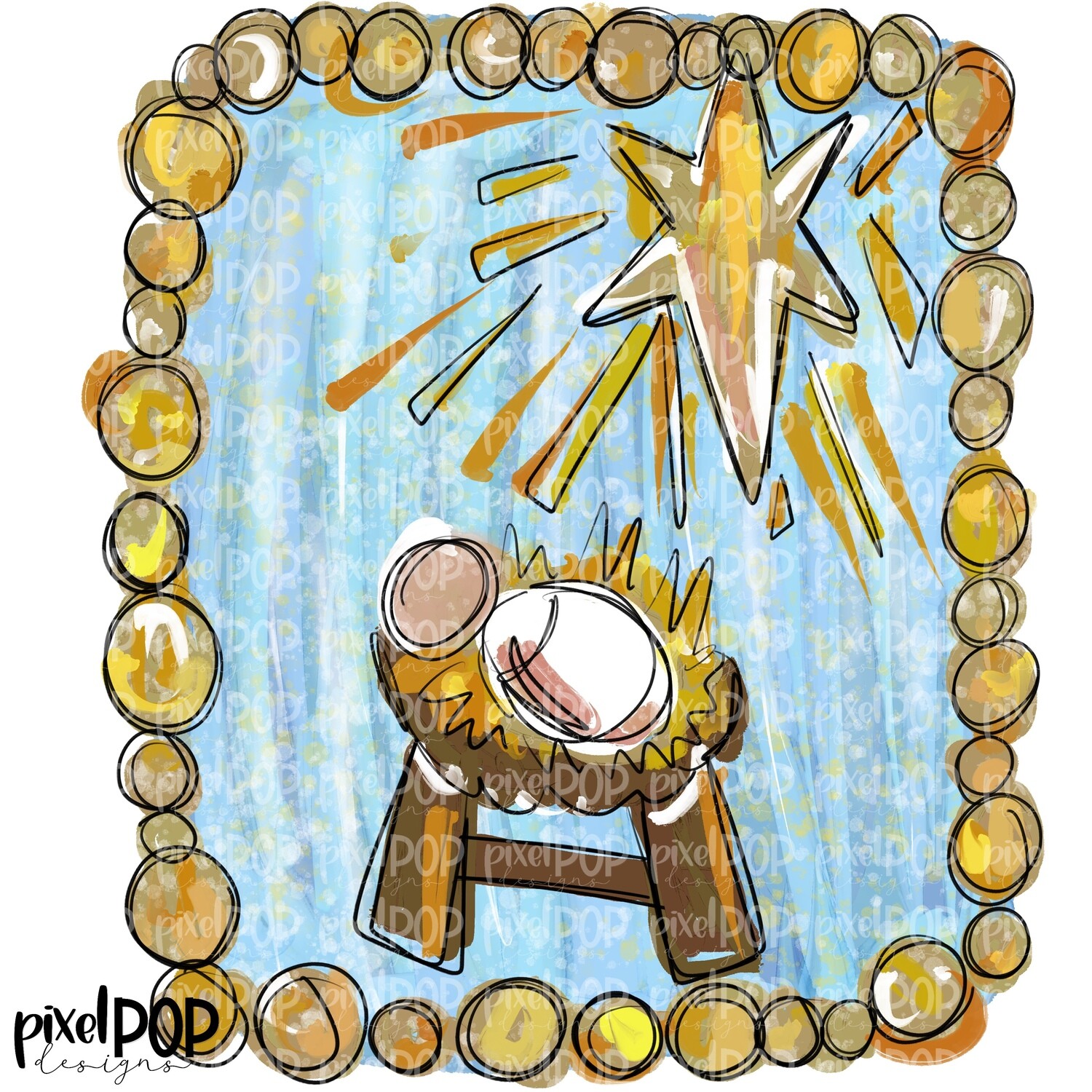 Christmas Jesus Manger with Star PNG Art | Christmas Design Art | Sublimation PNG | Digital Download | Printable Artwork | Art